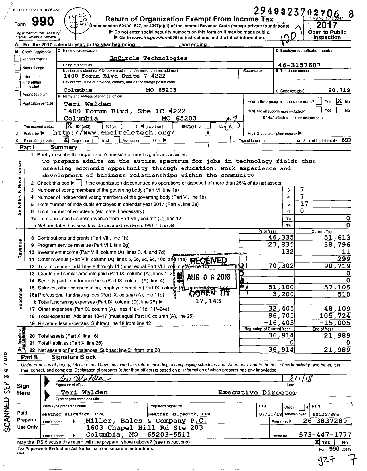 Image of first page of 2016 Form 990 for Encircle Technologies