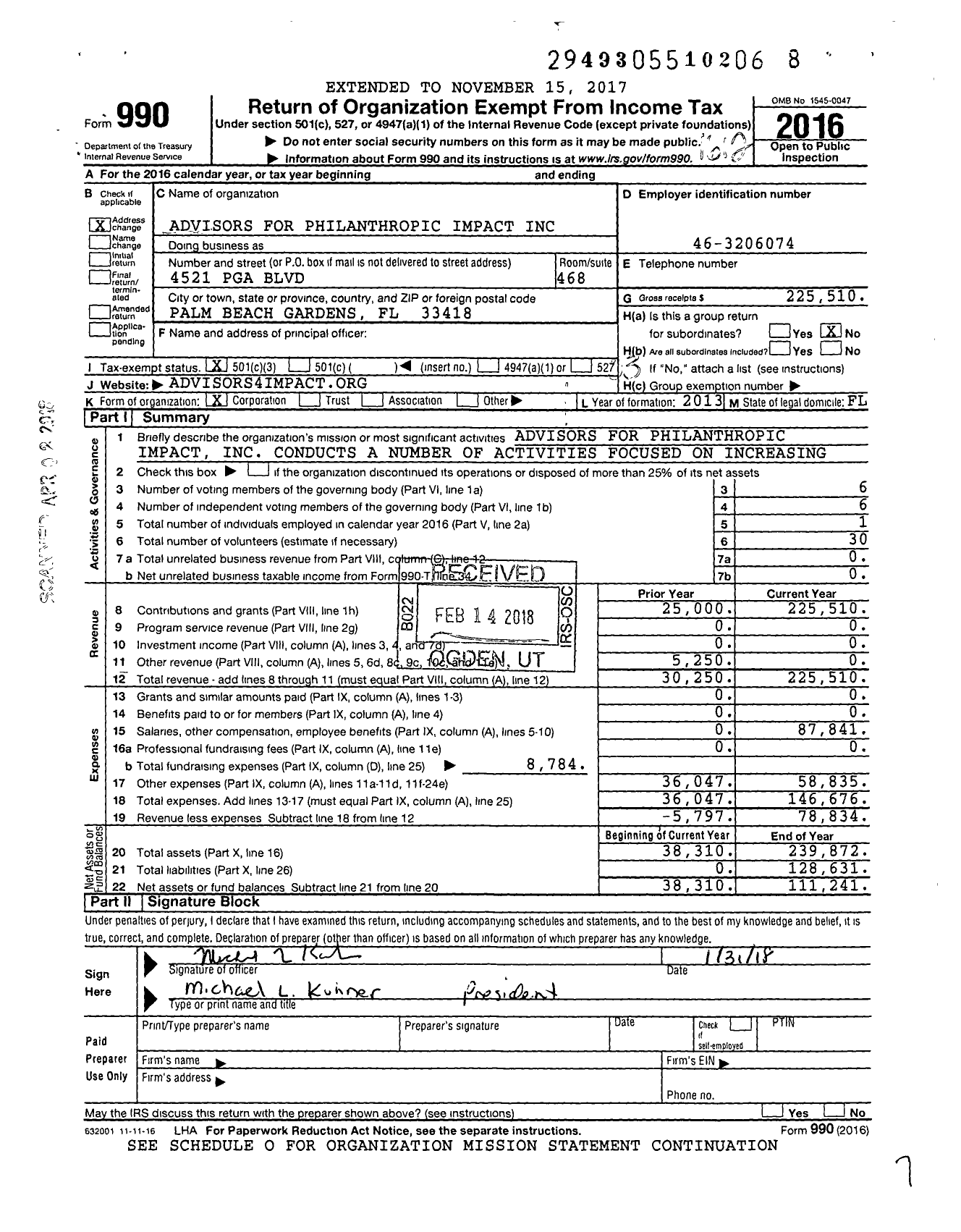 Image of first page of 2016 Form 990 for Philanthropy Tank