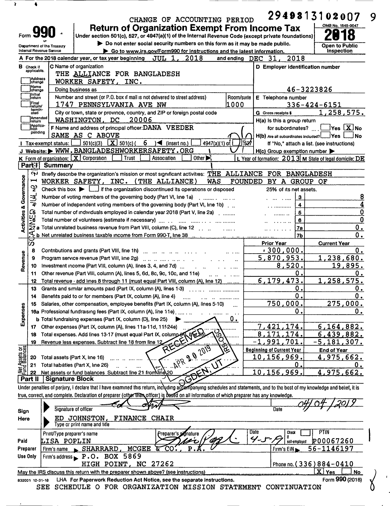 Image of first page of 2018 Form 990O for Nirapon