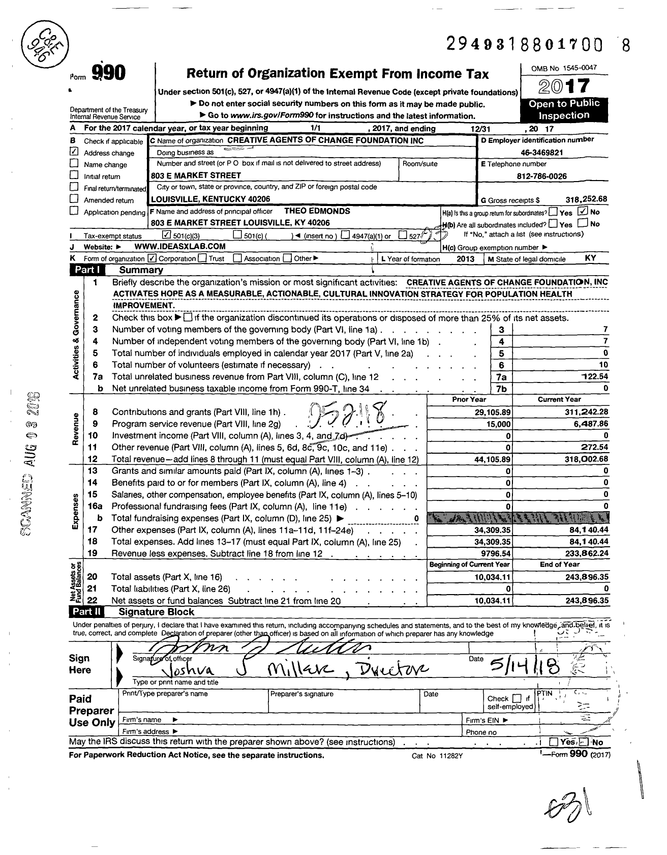 Image of first page of 2017 Form 990 for IDEAS xLAB