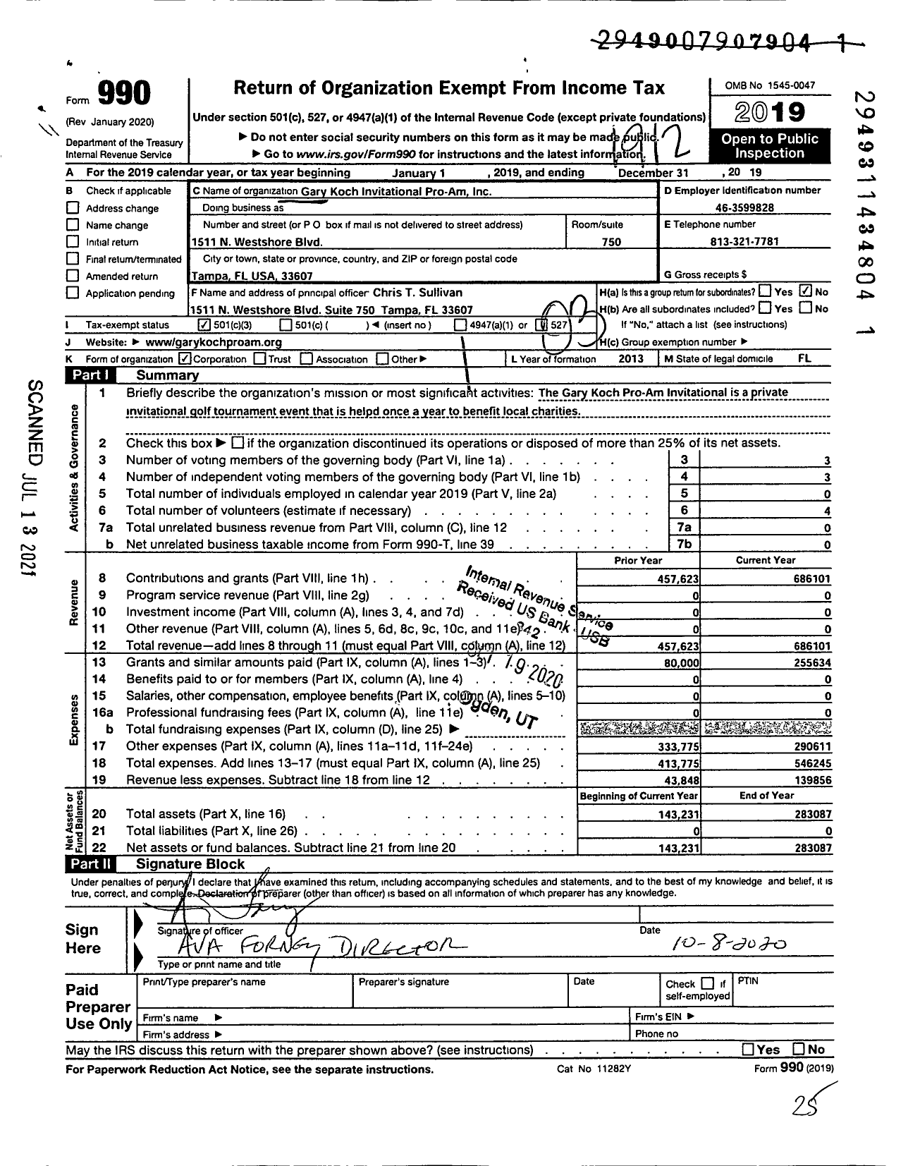 Image of first page of 2019 Form 990 for Gary Koch Invitational Pro-Am