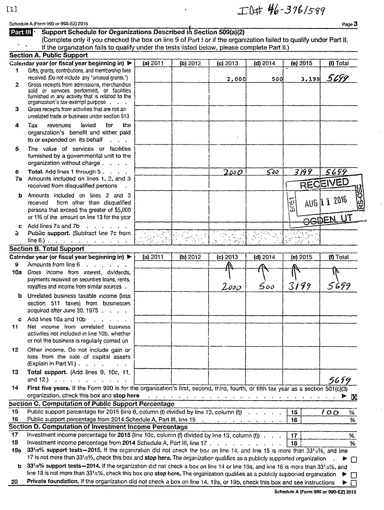 Image of first page of 2015 Form 990R for Glory To Glory Ministries