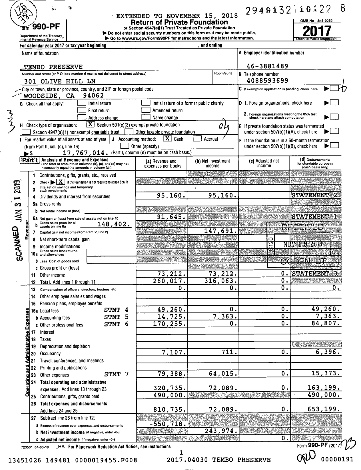 Image of first page of 2017 Form 990PF for Ramp Foundation
