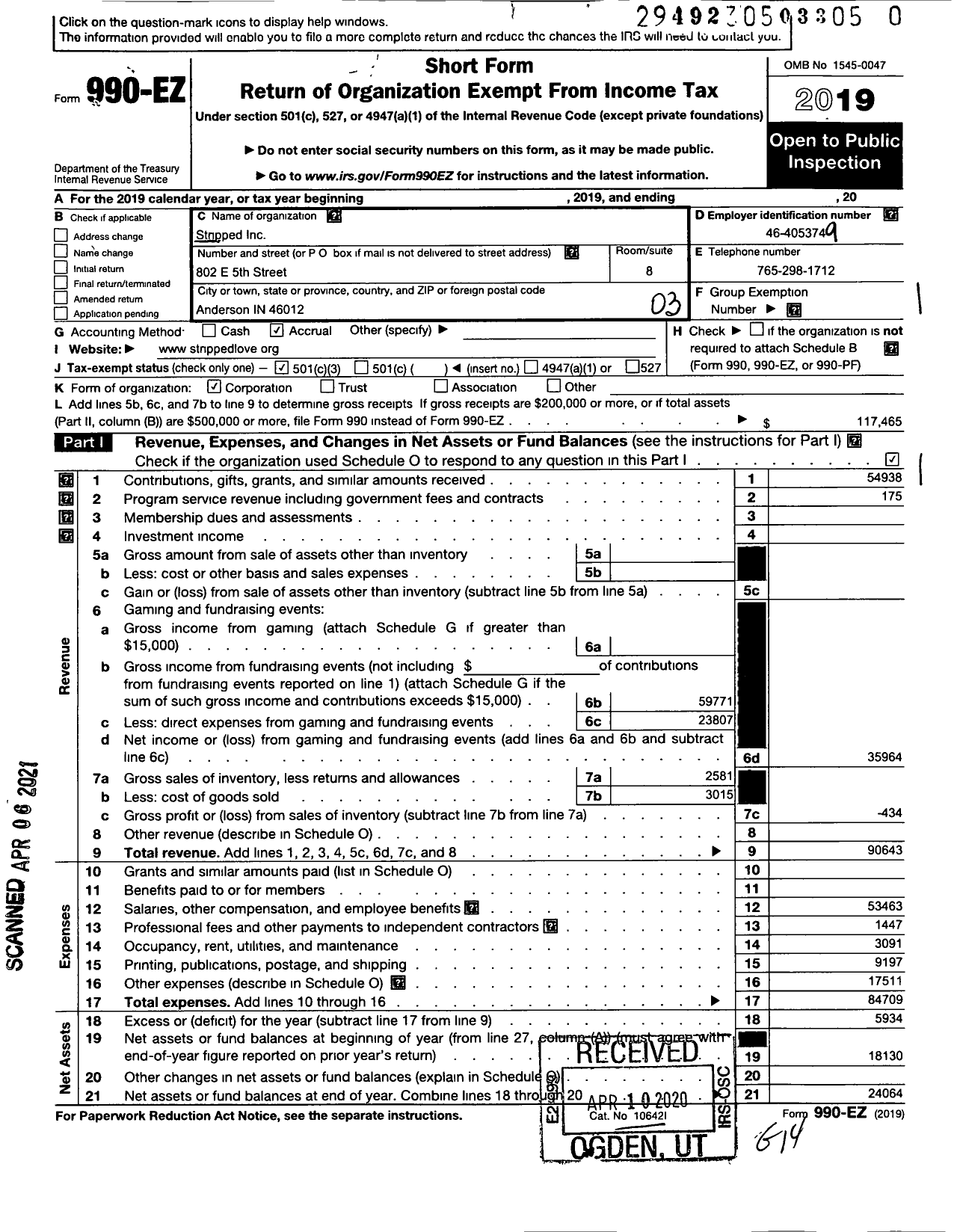 Image of first page of 2019 Form 990EZ for Grace Horizon