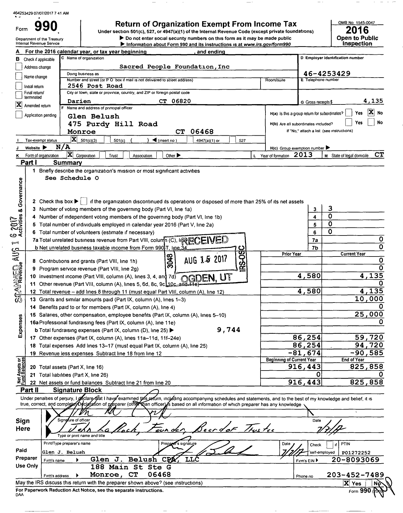 Image of first page of 2016 Form 990 for Sacred People Foundation