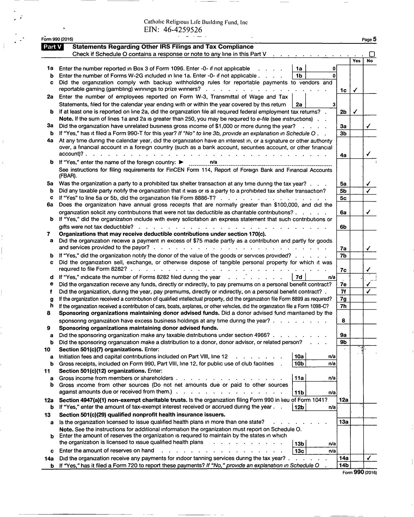 Image of first page of 2016 Form 990 for Catholic Religious Life Building