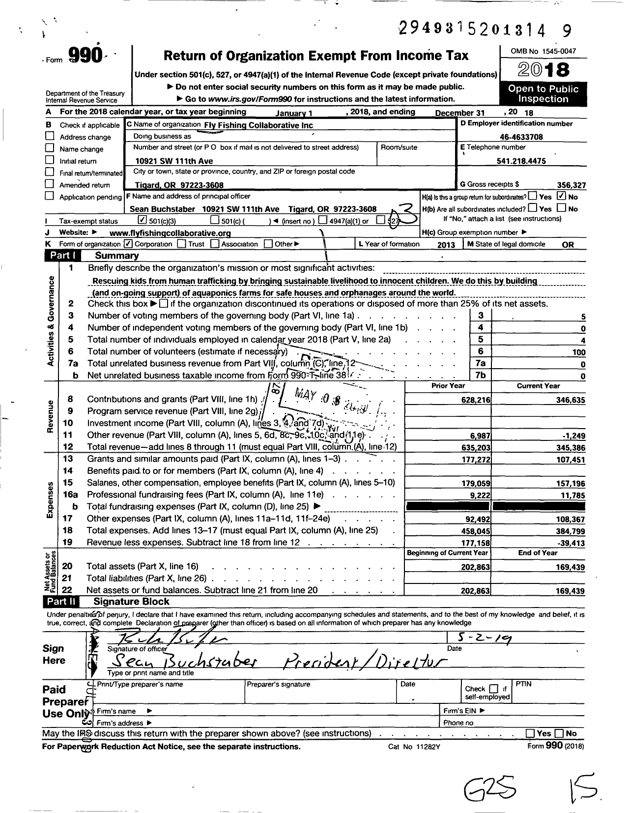 Image of first page of 2018 Form 990 for Fly Fishing Collaborative