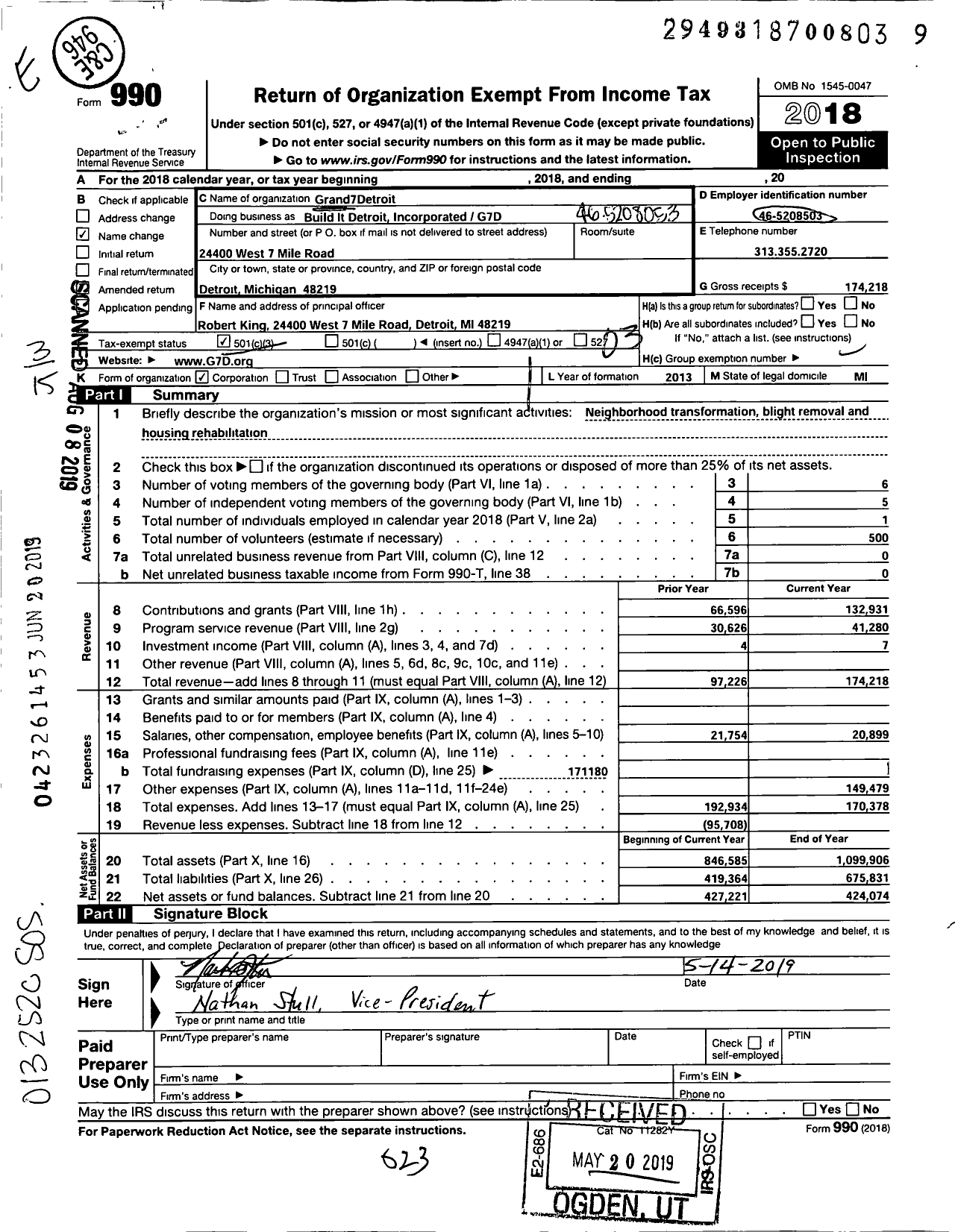 Image of first page of 2018 Form 990 for Build It Detroit