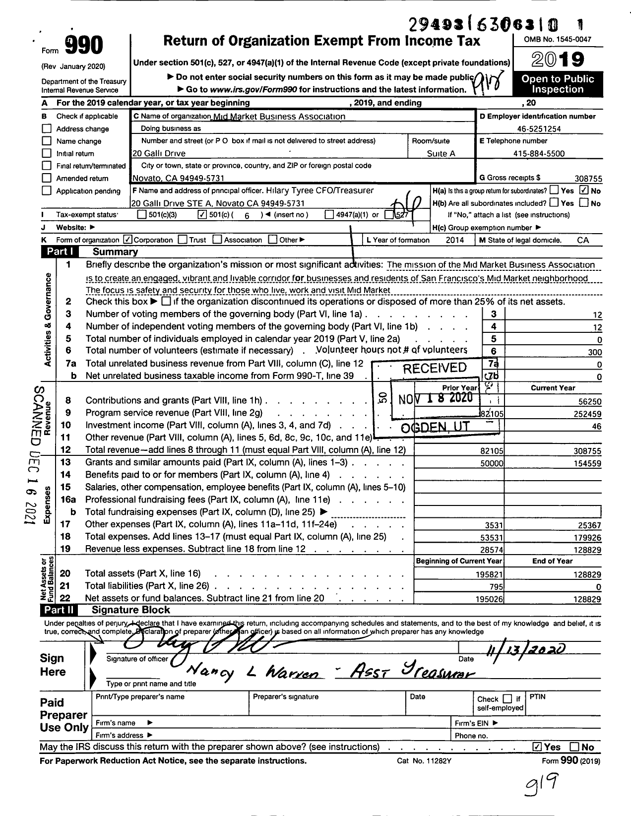 Image of first page of 2019 Form 990O for Mid Market Business Association