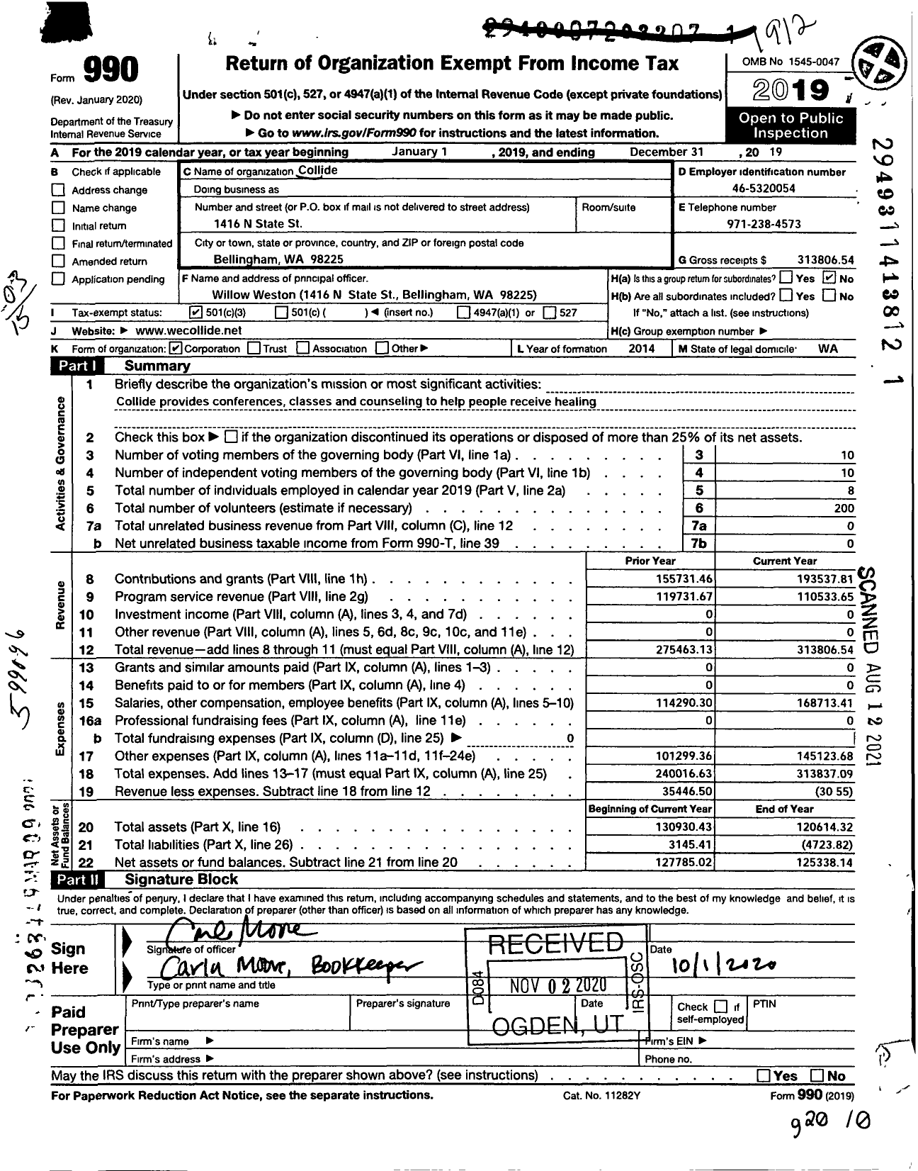 Image of first page of 2019 Form 990 for Collide