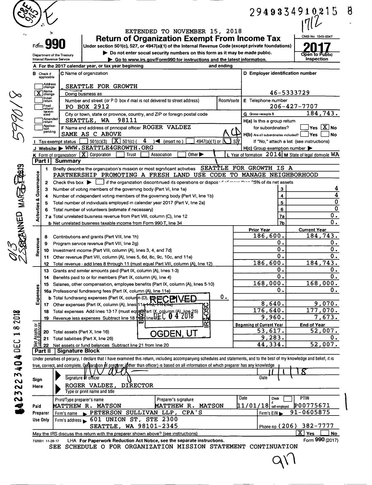 Image of first page of 2017 Form 990O for The Center for Housing Economics