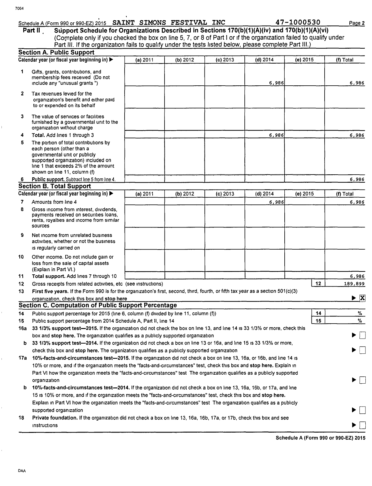 Image of first page of 2015 Form 990ER for Saint Simons Festival