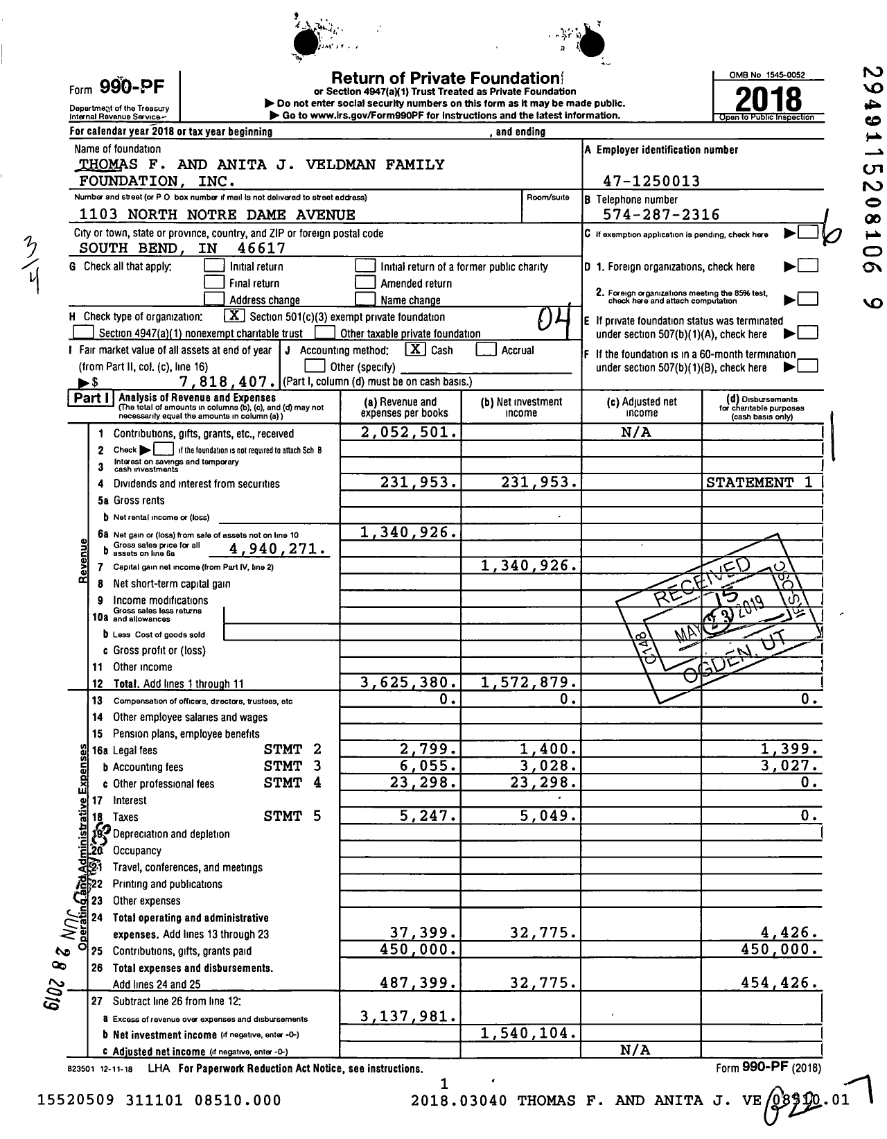 Image of first page of 2018 Form 990PF for Valinhos Foundation