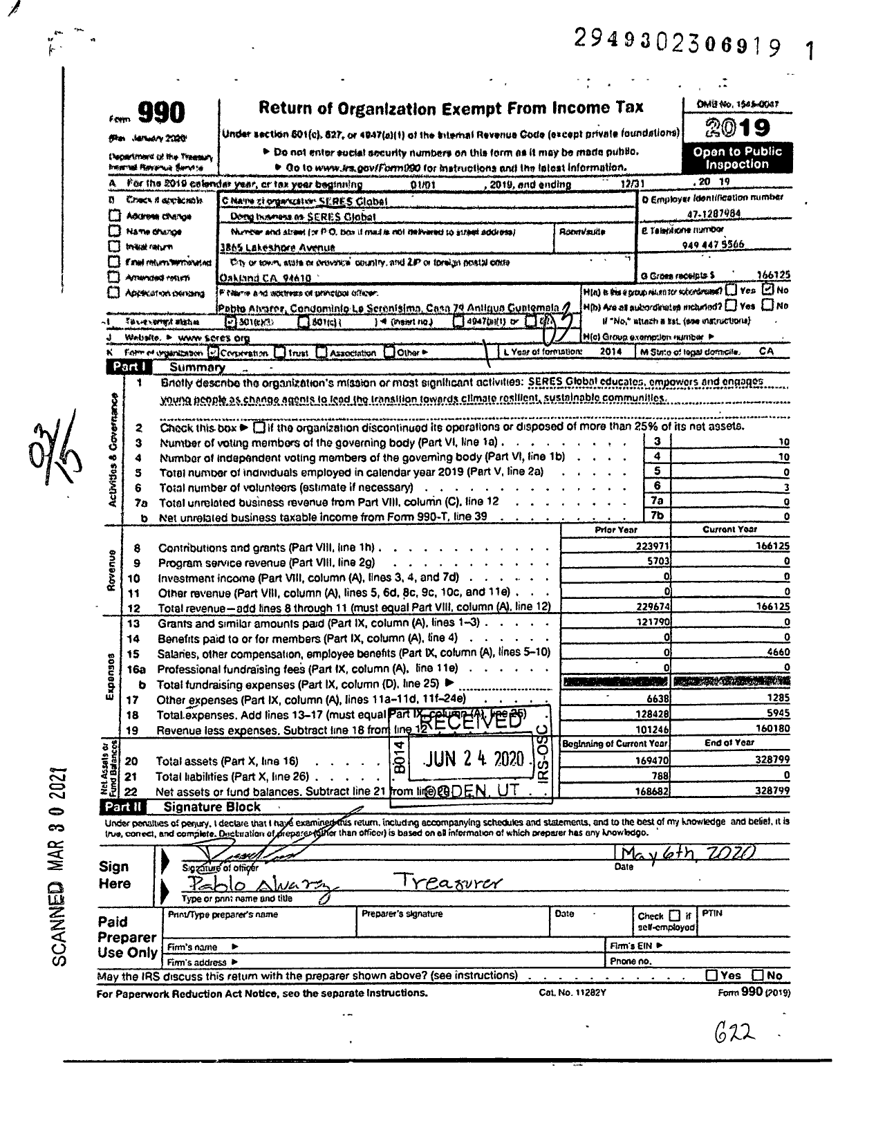 Image of first page of 2019 Form 990 for Seres Global