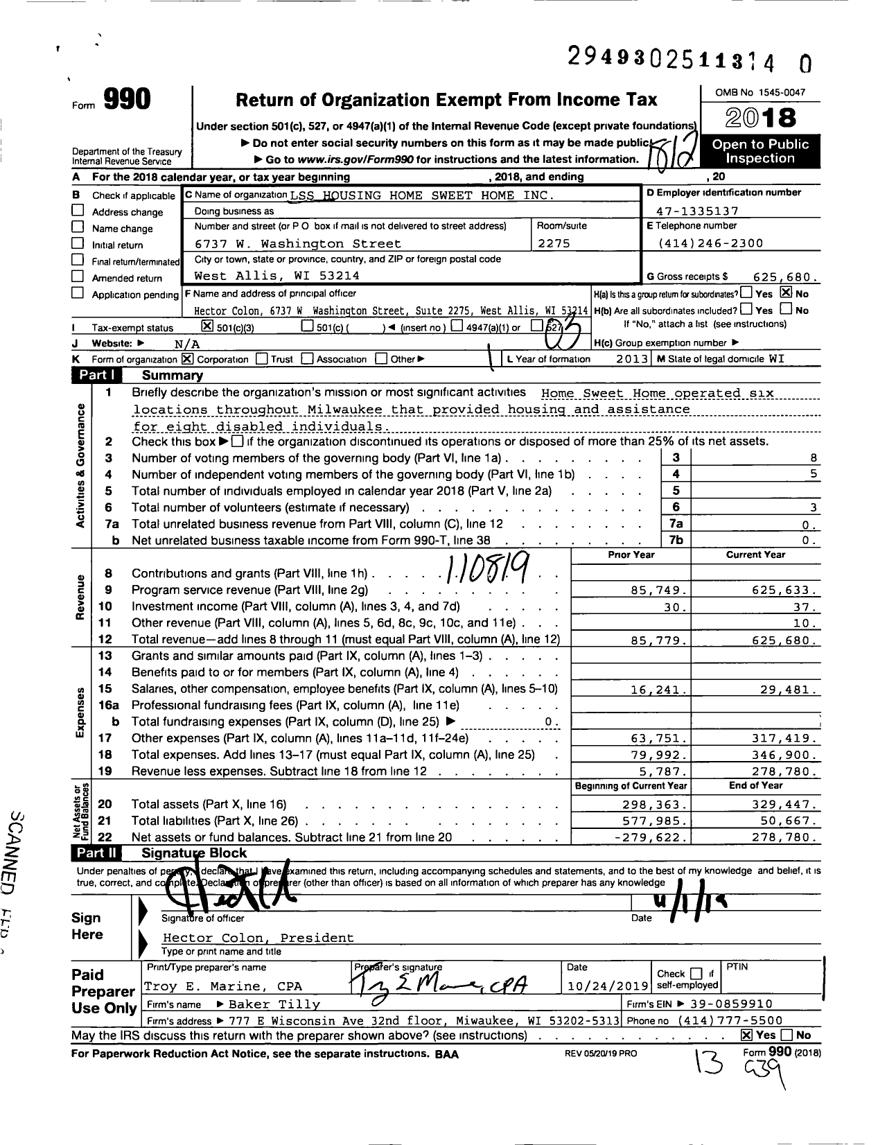 Image of first page of 2018 Form 990 for LSS Housing Home Sweet Home