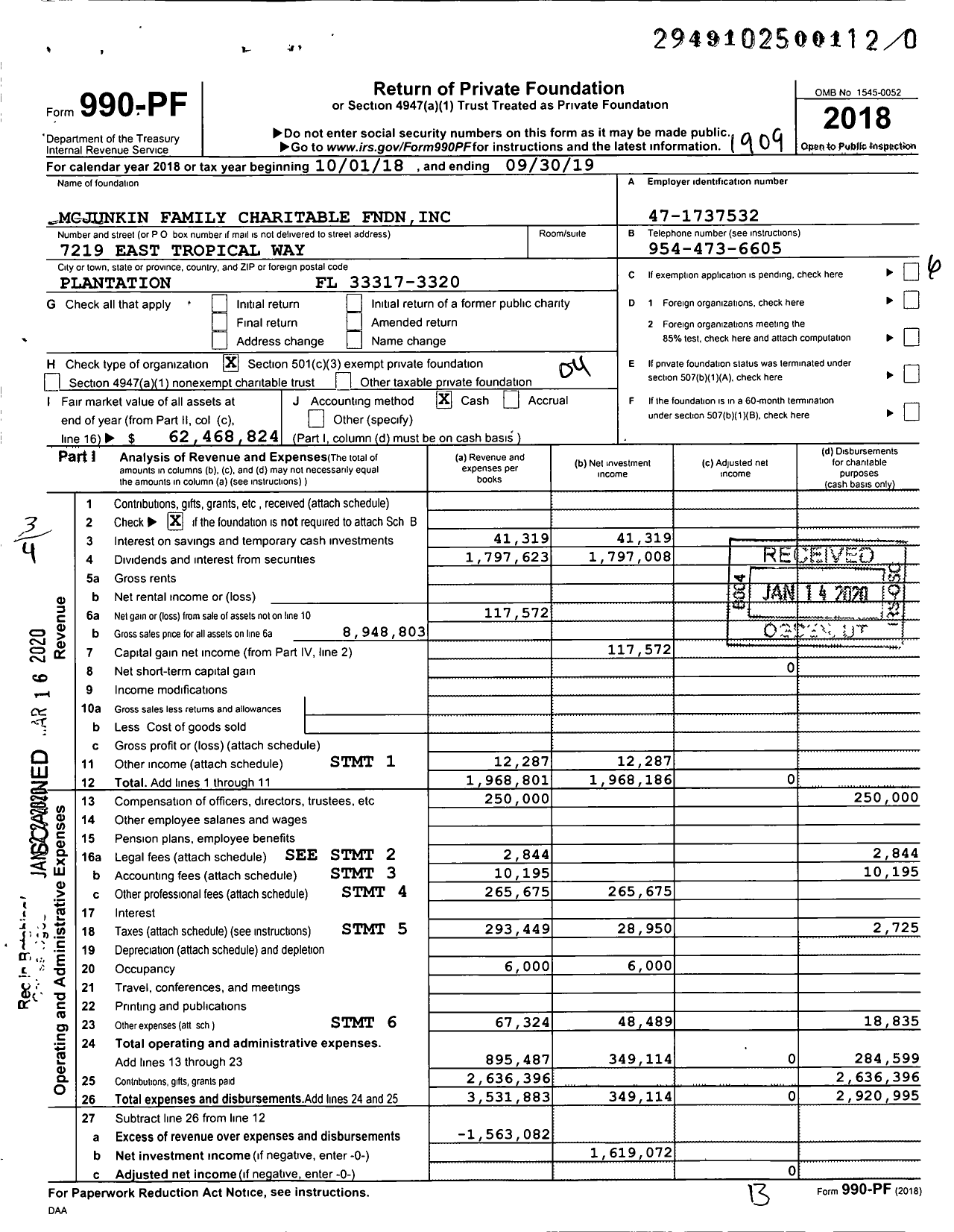 Image of first page of 2018 Form 990PR for McJunkin Family Charitable Fndn