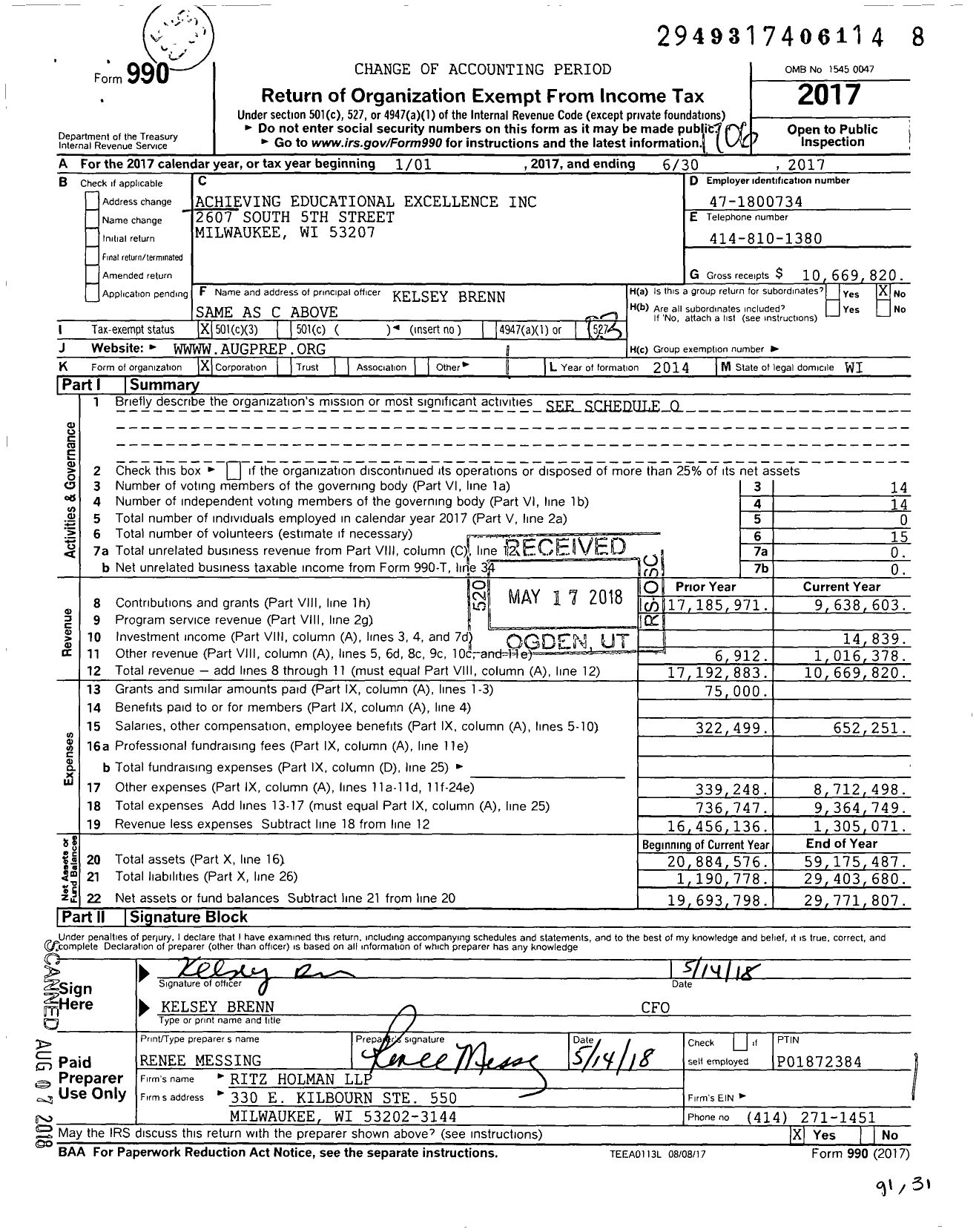 Image of first page of 2016 Form 990 for St Augustine Preparatory Academy