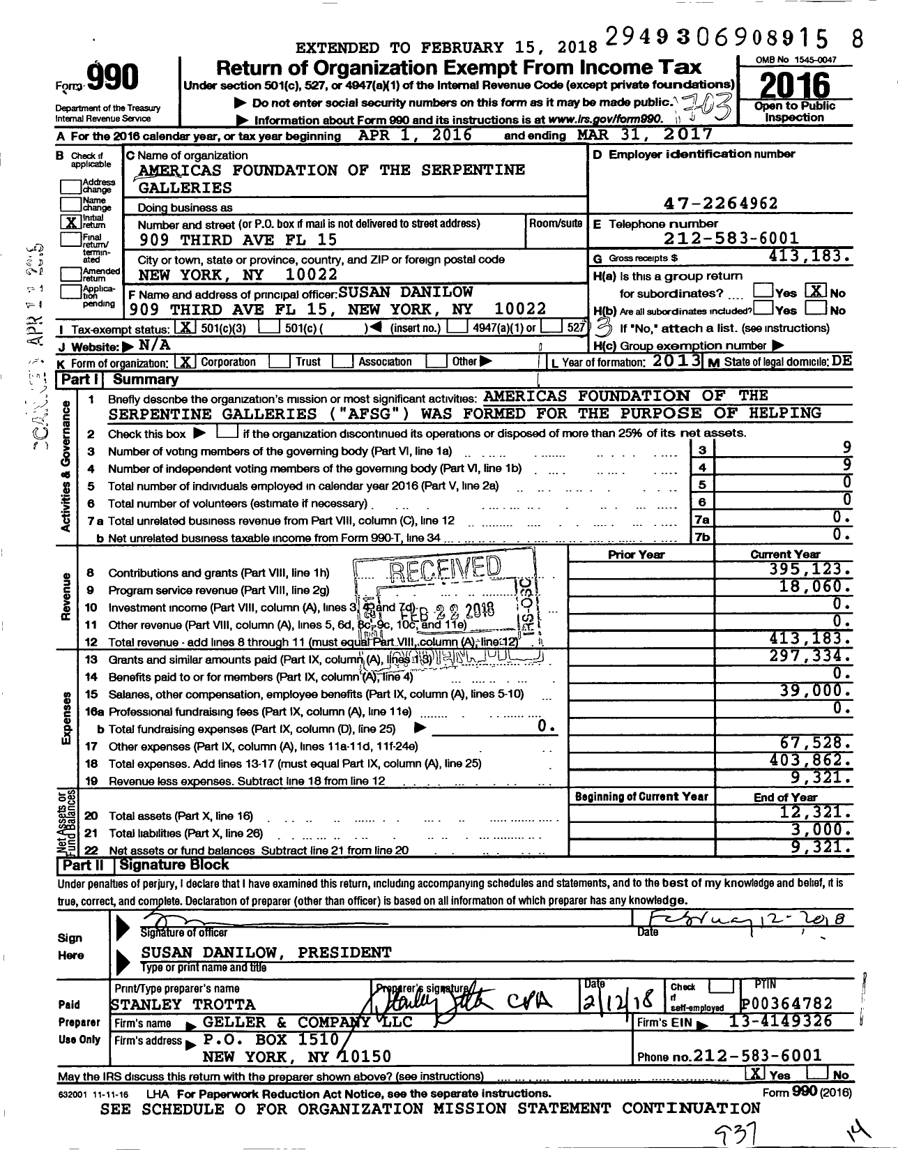 Image of first page of 2016 Form 990 for Serpentine Americas Foundation