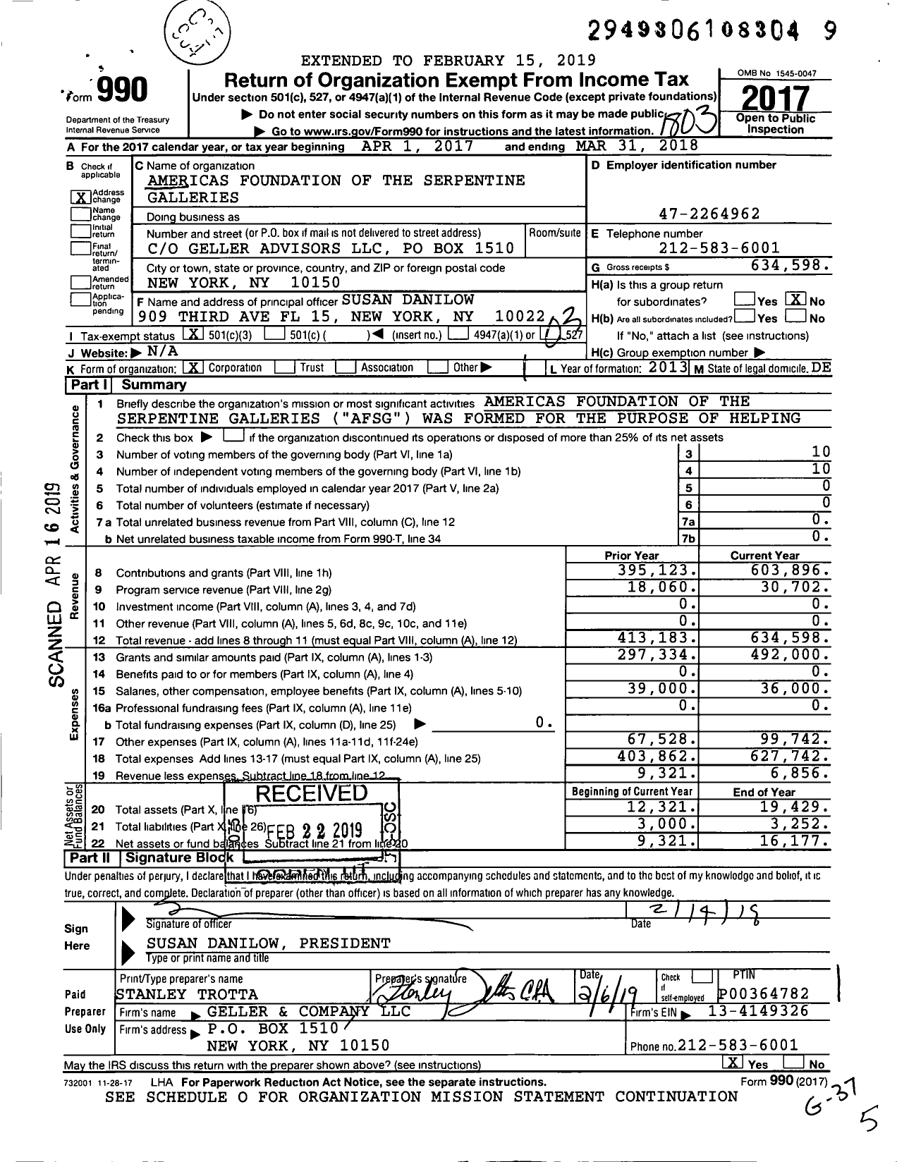 Image of first page of 2017 Form 990 for Serpentine Americas Foundation
