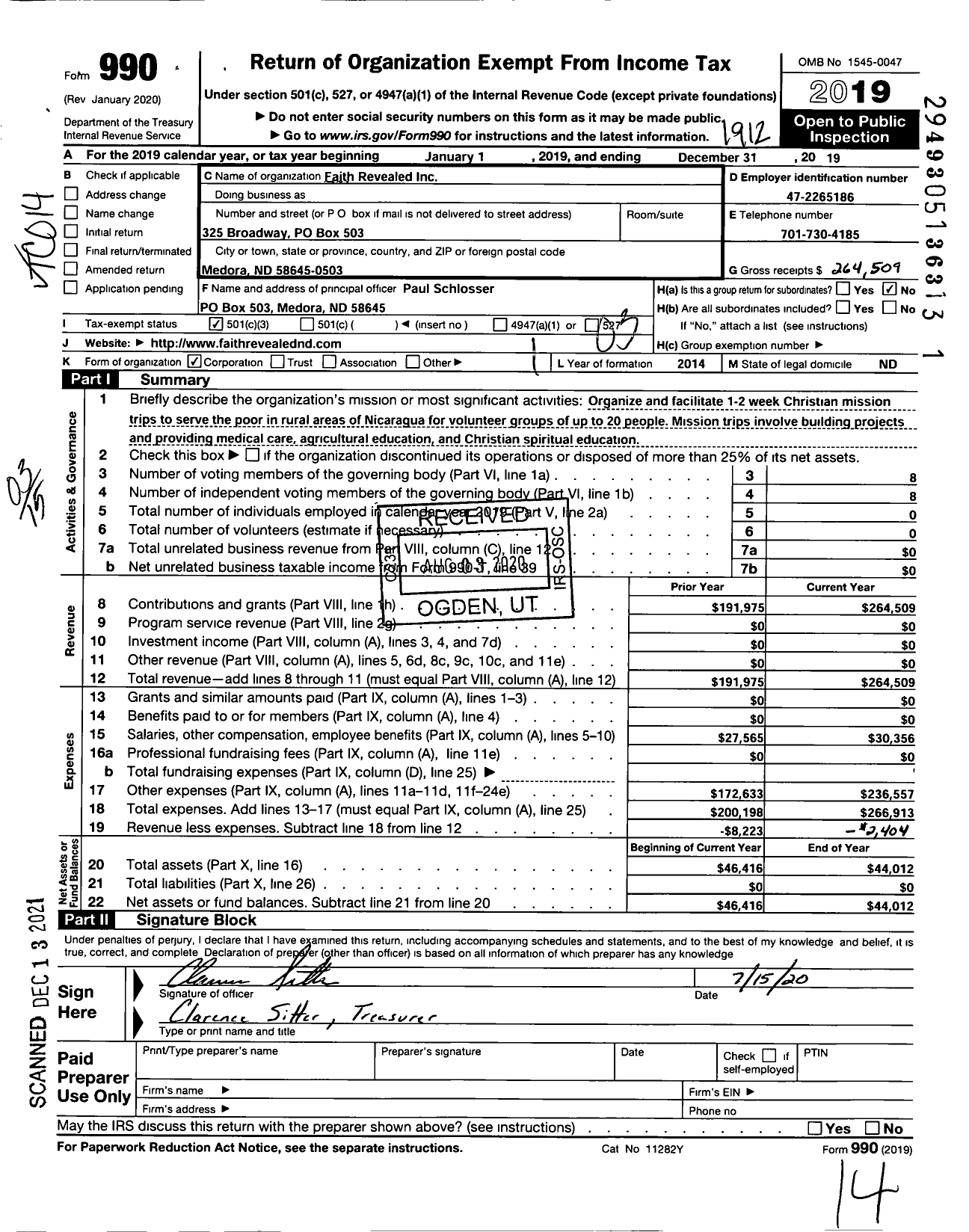 Image of first page of 2019 Form 990 for Faith Revealed