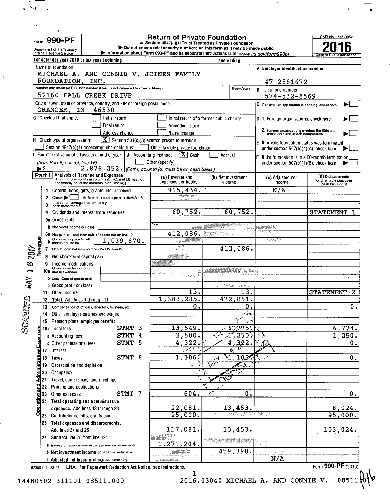 Image of first page of 2016 Form 990PF for Bruggen Foundation