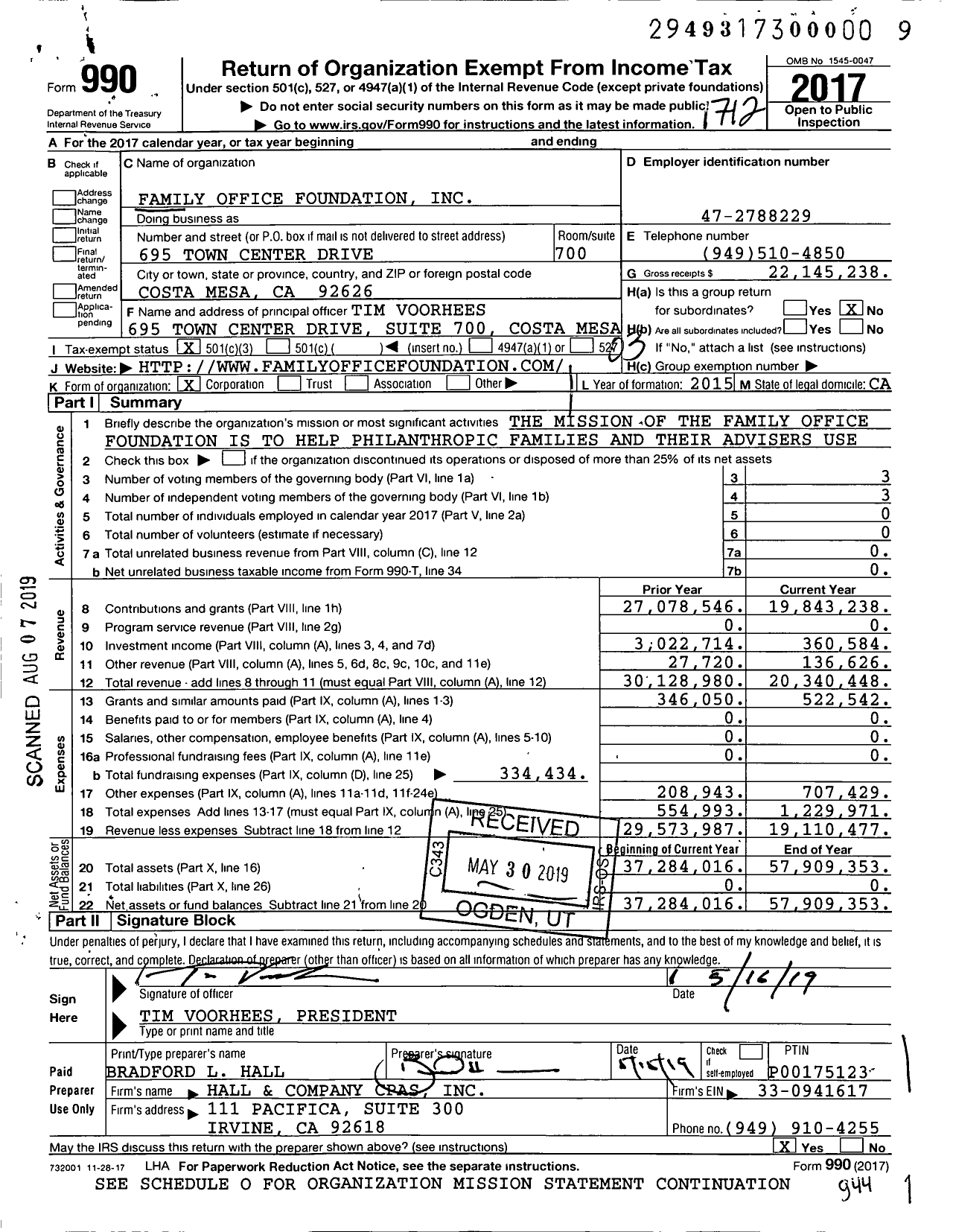 Image of first page of 2017 Form 990 for Family Office Foundation