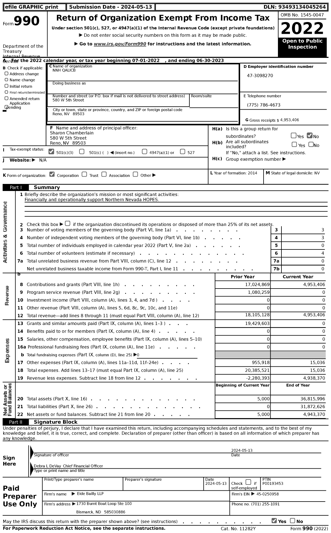 Image of first page of 2022 Form 990 for NNH Qalicb