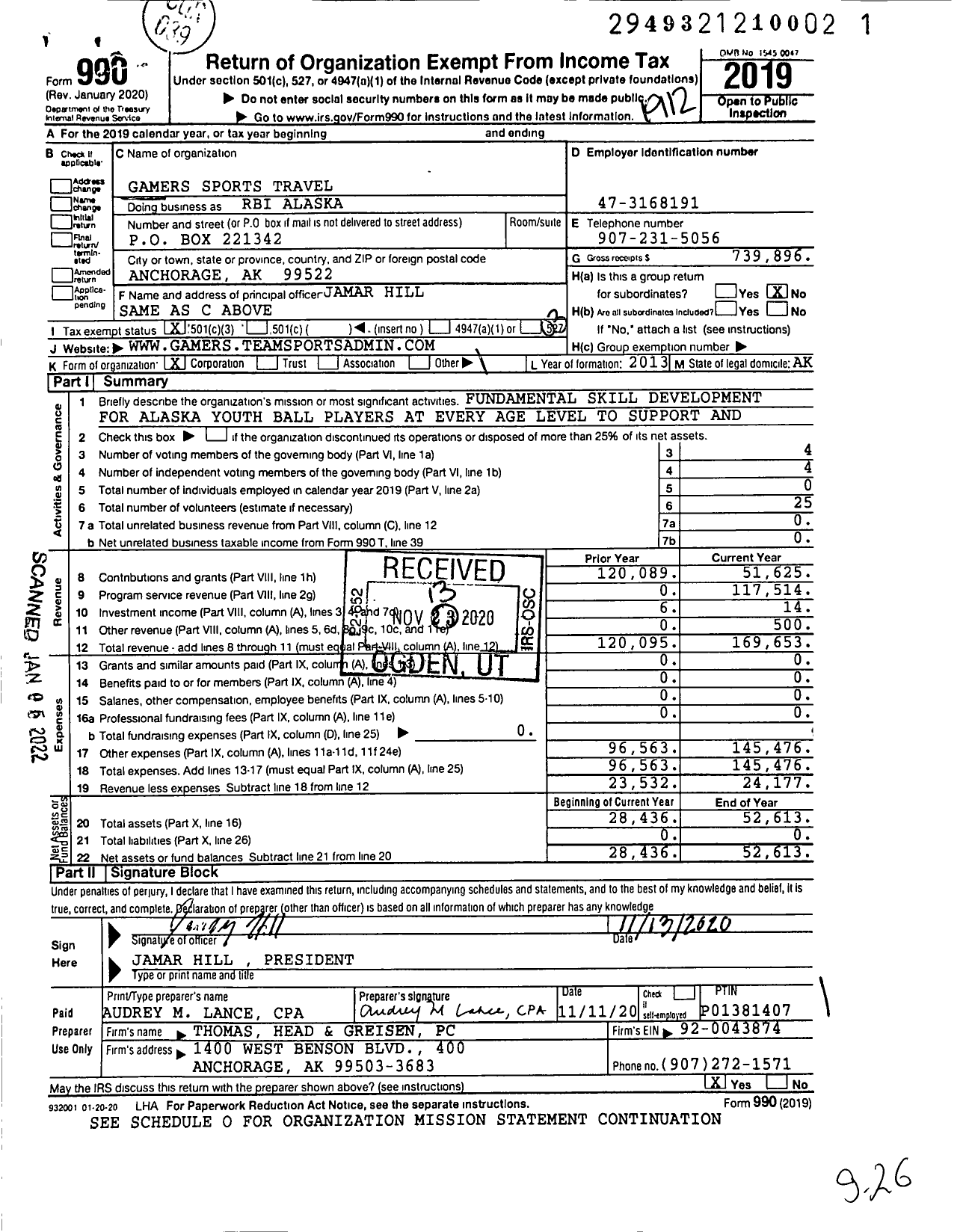 Image of first page of 2019 Form 990 for Rbi Alaska