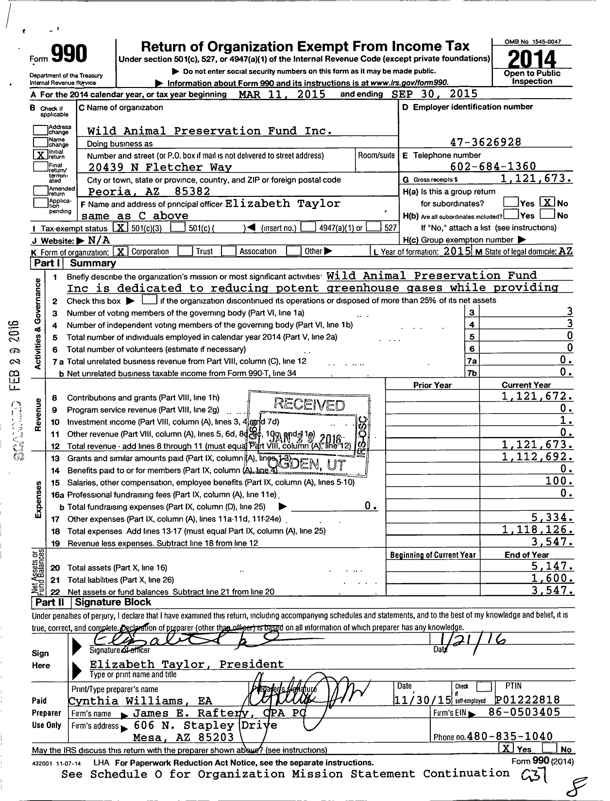 Image of first page of 2014 Form 990 for Environmental Conservation Campaign