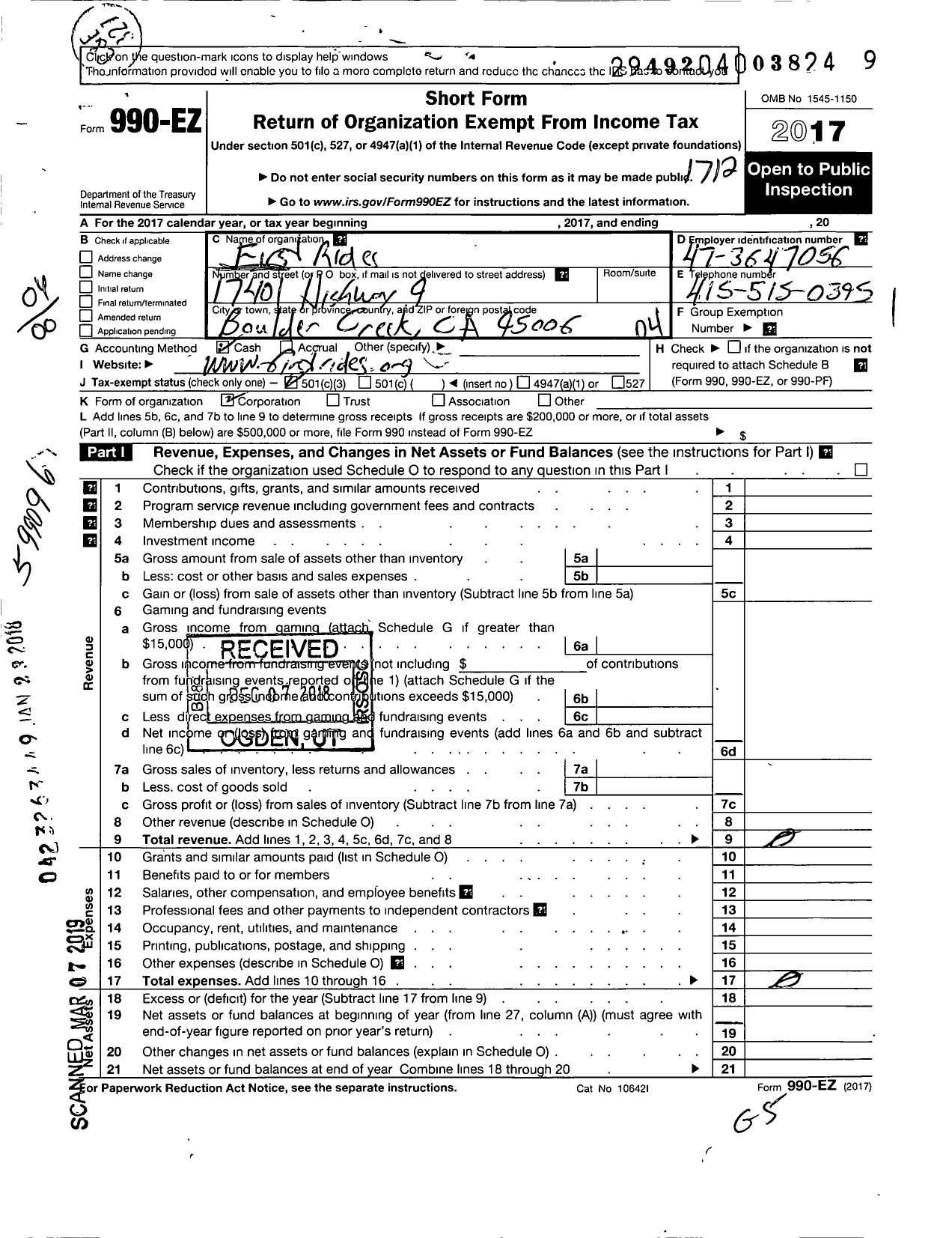 Image of first page of 2017 Form 990EO for Firstrides