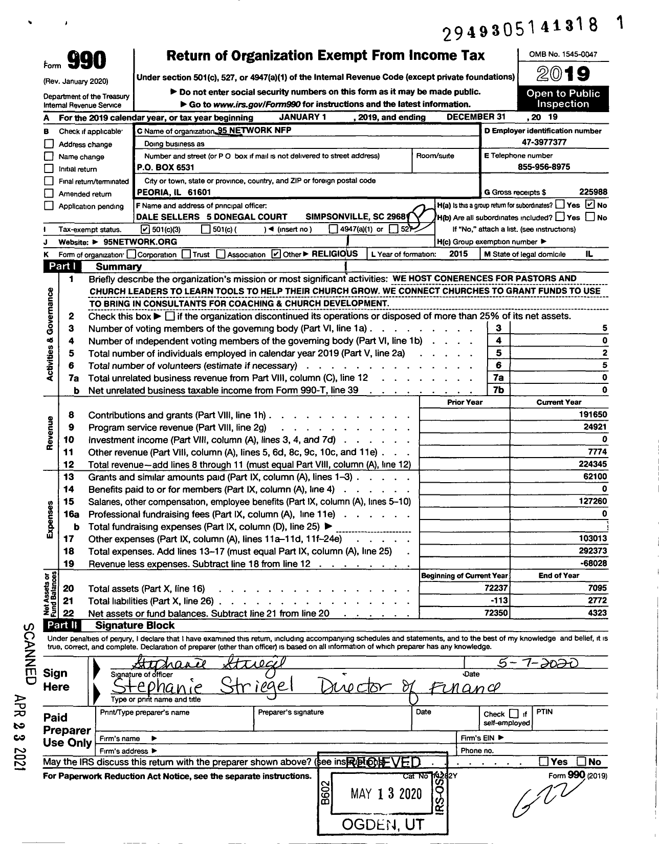 Image of first page of 2019 Form 990 for 95 Network NFP