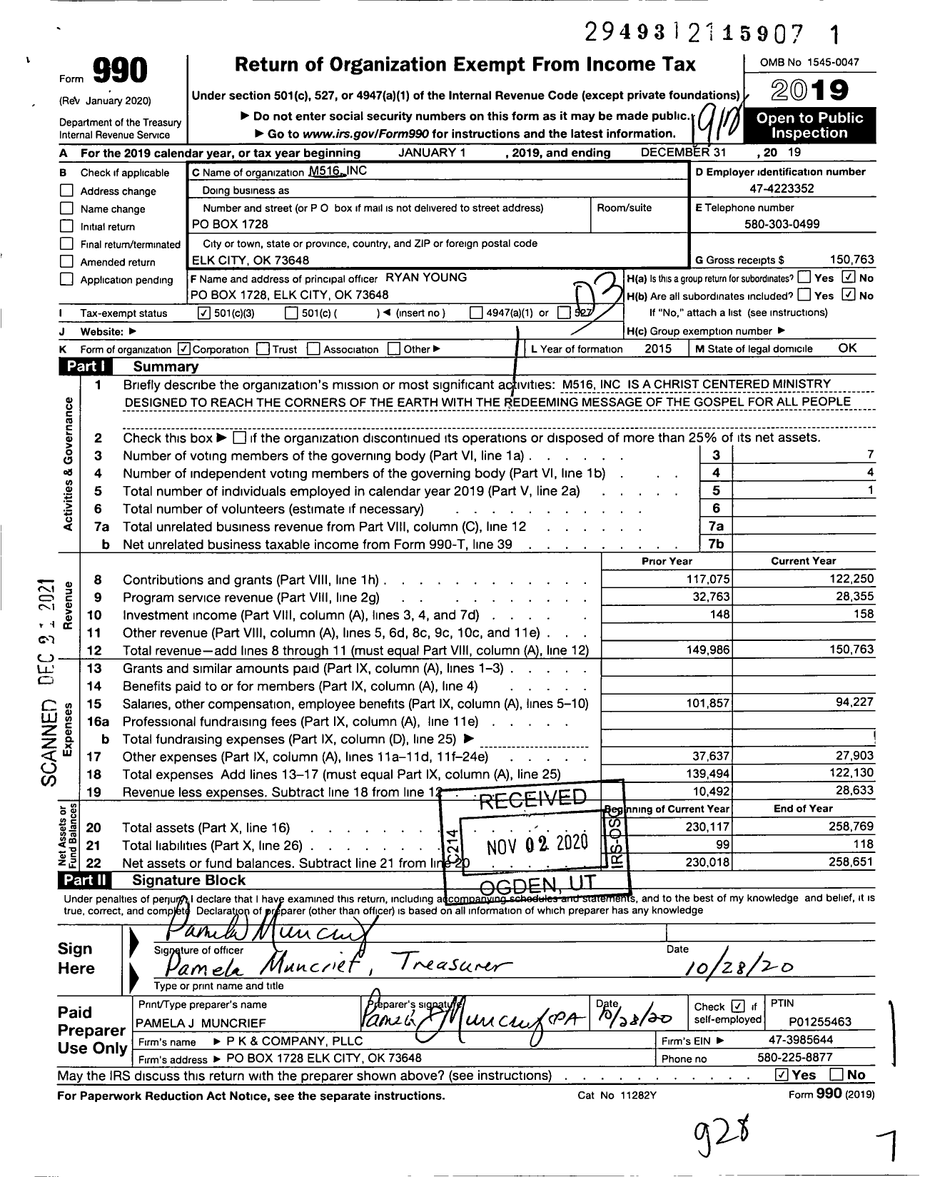 Image of first page of 2019 Form 990 for M516 (516 Movement)