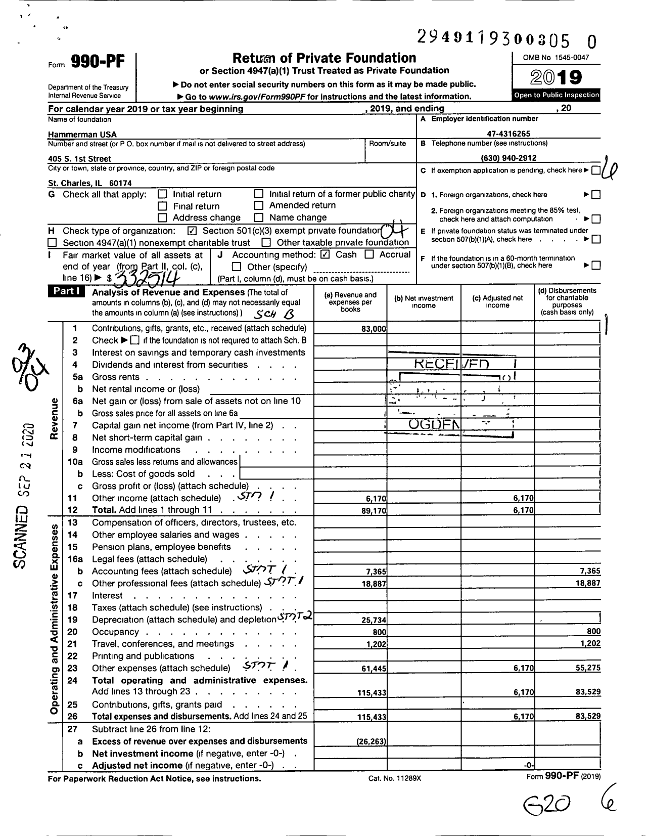 Image of first page of 2019 Form 990PR for Hammerman USA