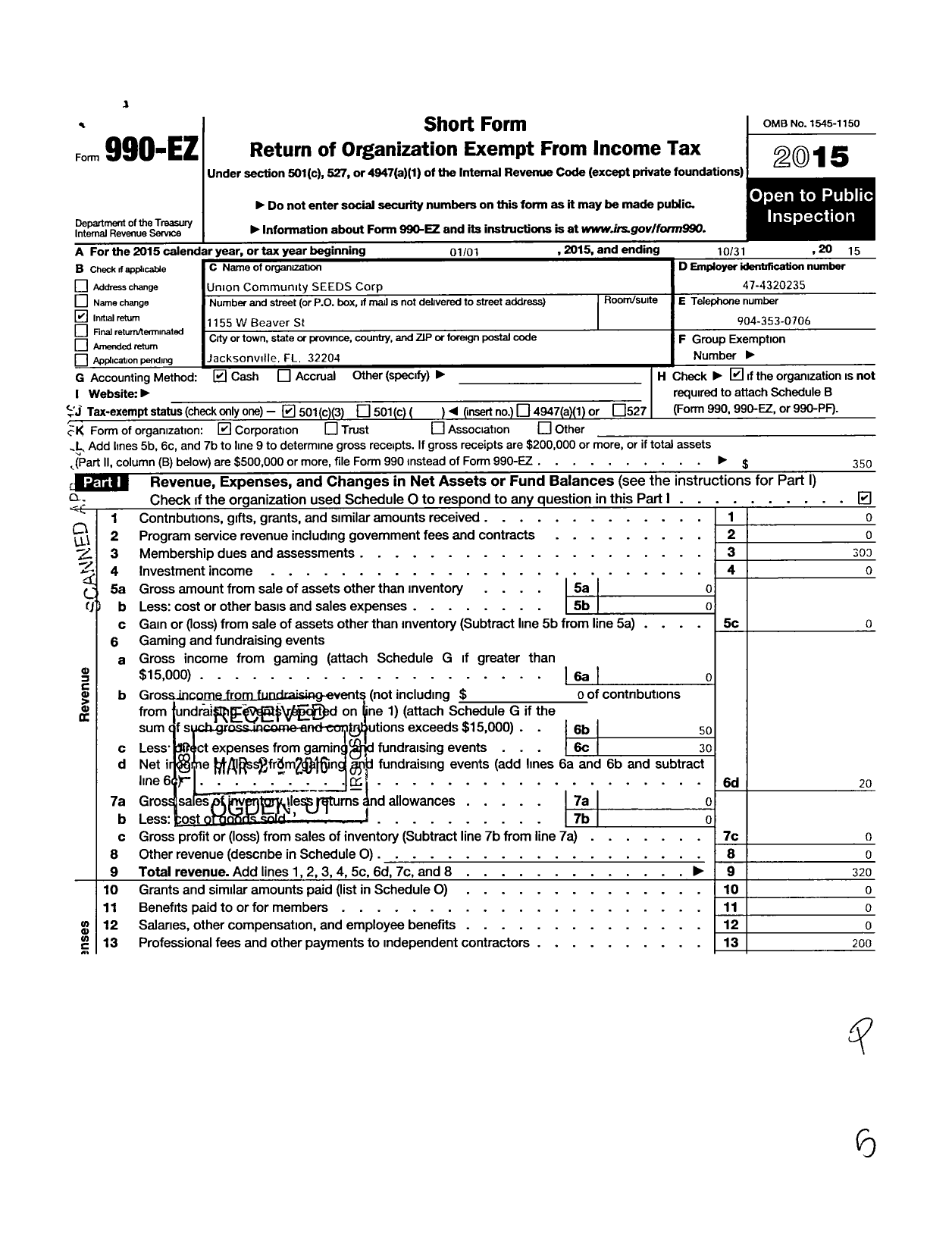 Image of first page of 2014 Form 990EZ for Union Community Socio Economic Educational Developmental Services Corporation