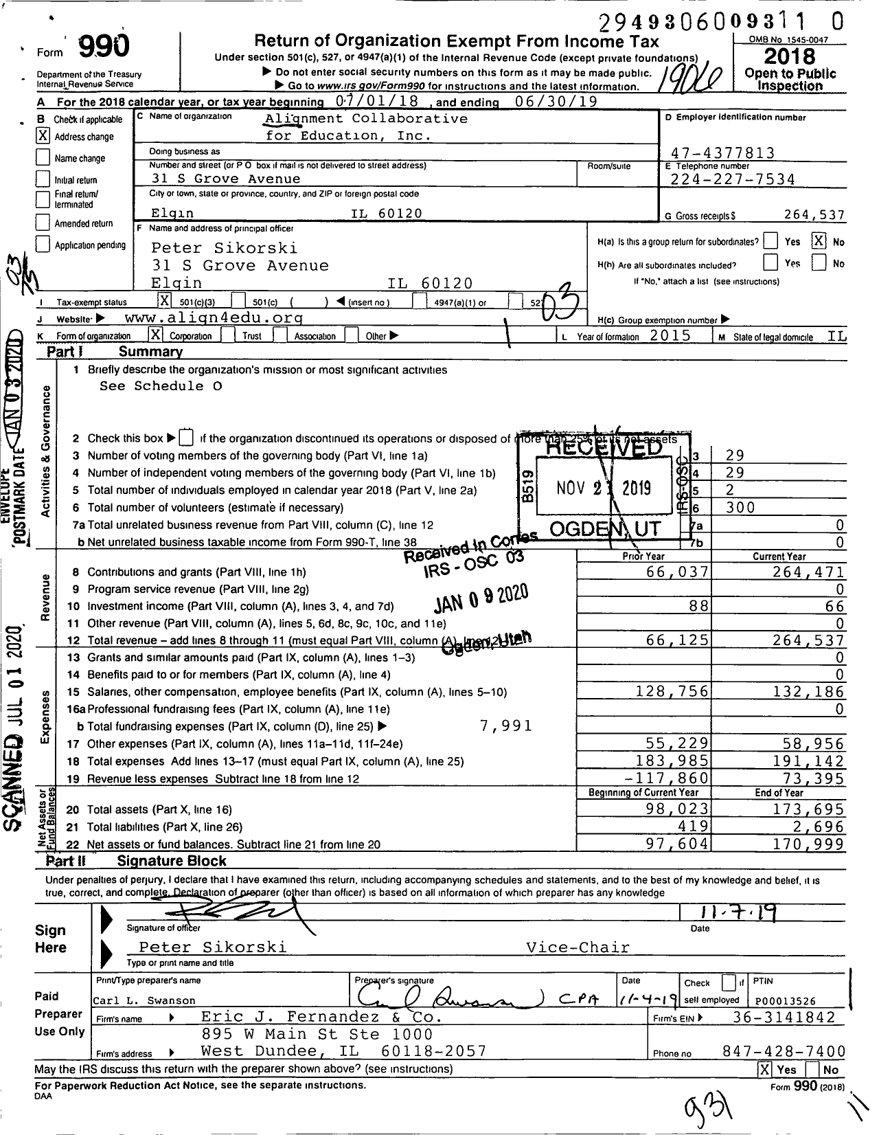 Image of first page of 2018 Form 990 for Alignment Collaborative for Education