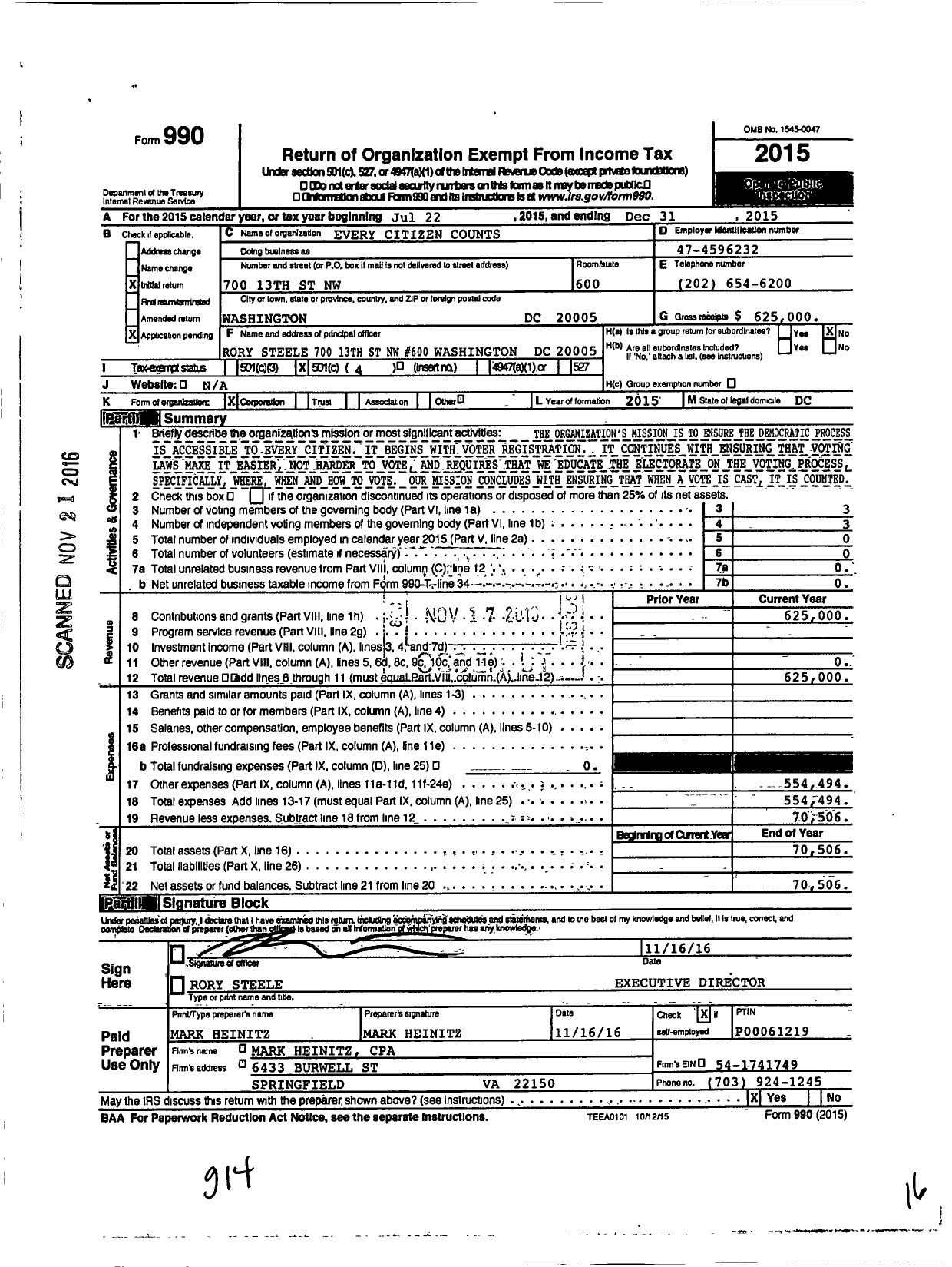 Image of first page of 2015 Form 990O for Priorities USA
