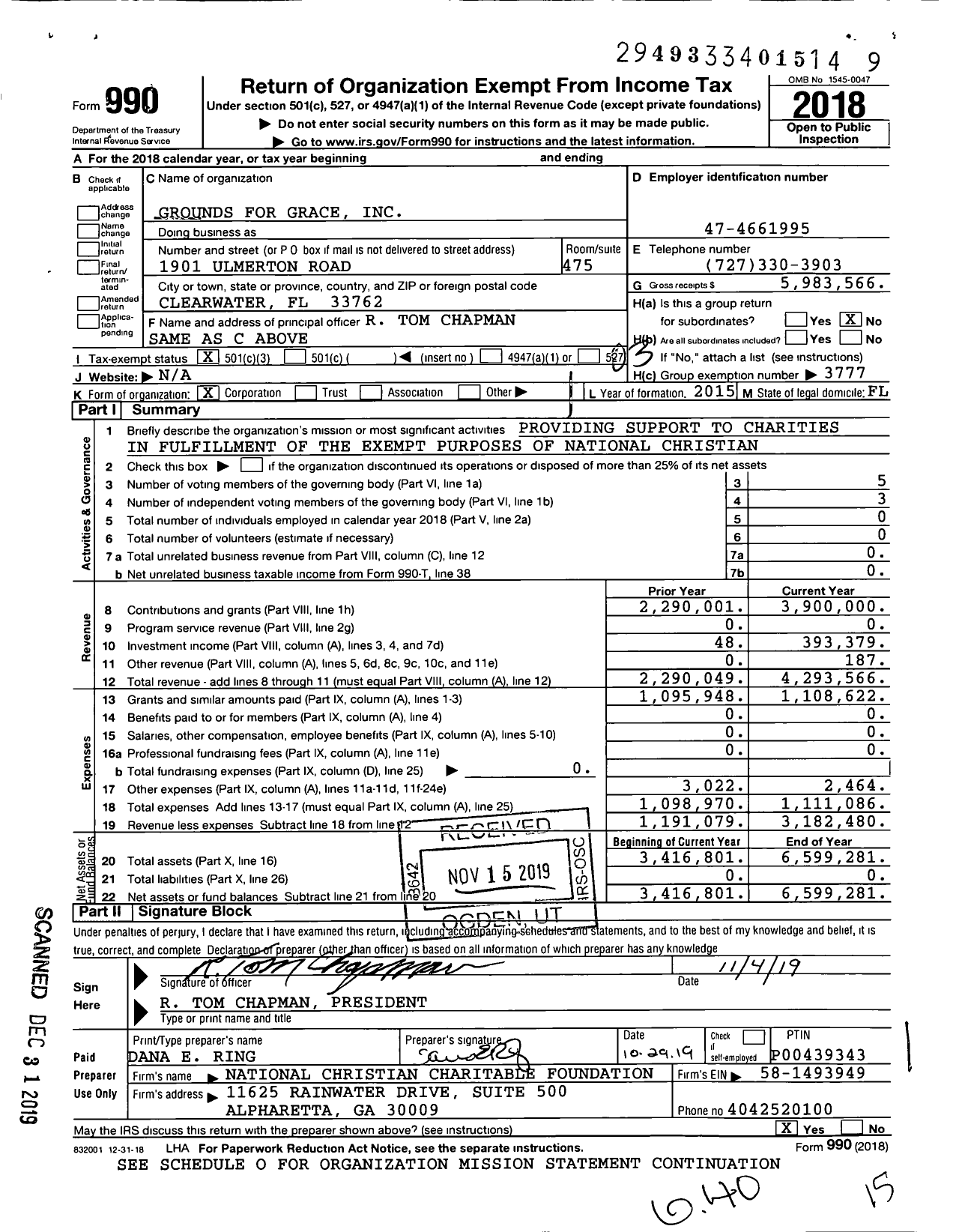 Image of first page of 2018 Form 990 for Grounds for Grace