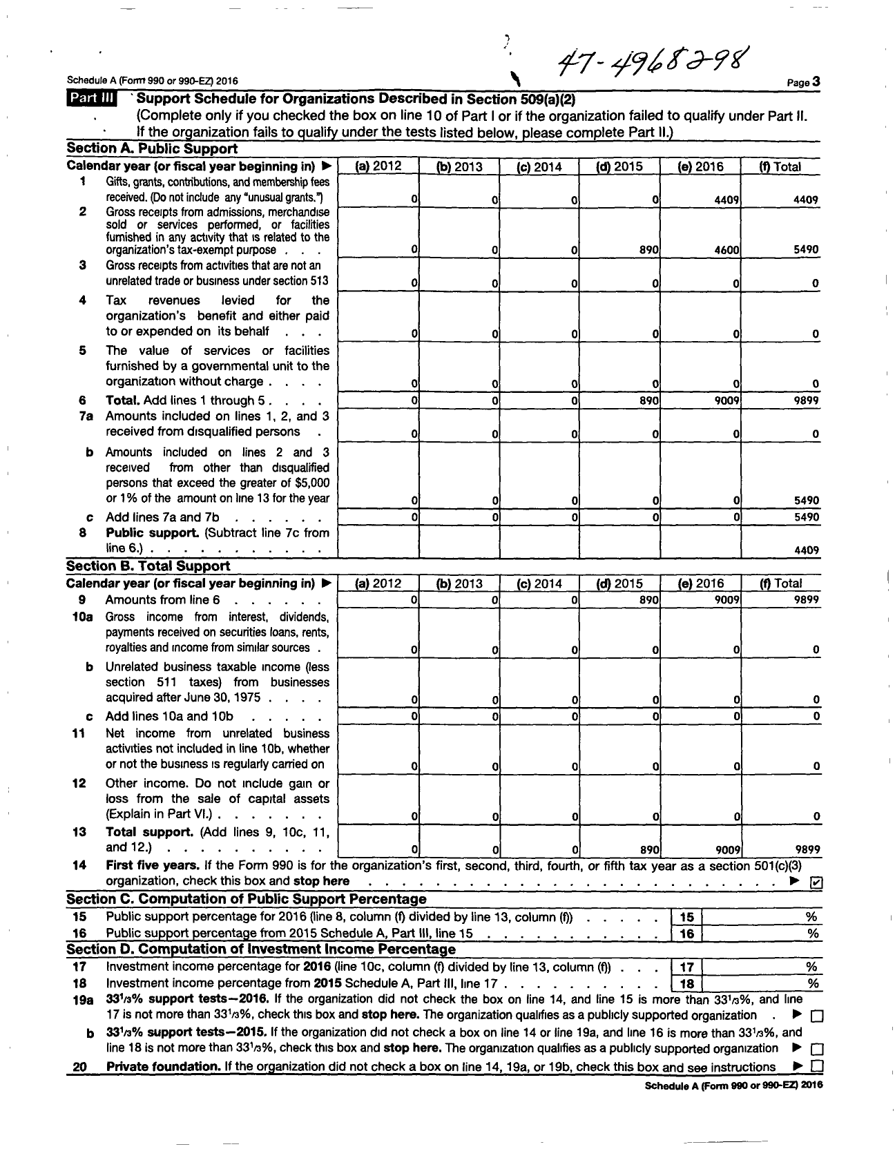 Image of first page of 2016 Form 990ER for New Hanover County Rabbit Rescue of Wilmington