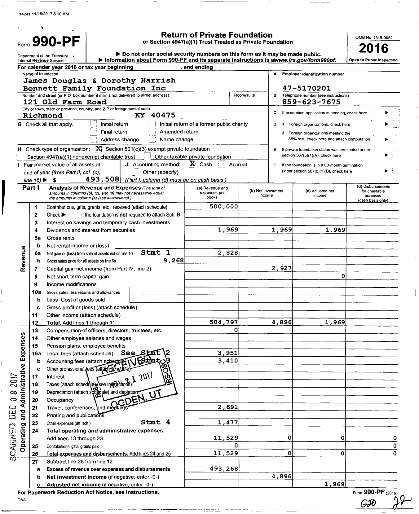 Image of first page of 2016 Form 990PF for Centro de San Juan Diego Foundation