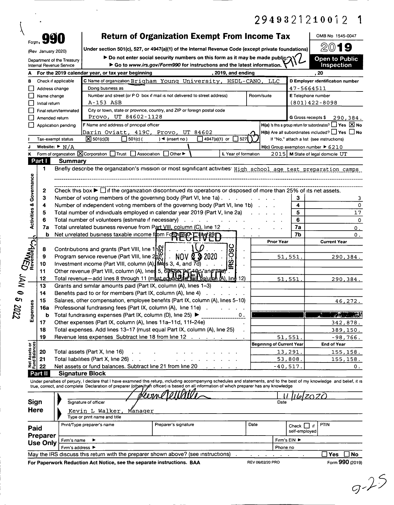 Image of first page of 2019 Form 990 for CE Events LLC