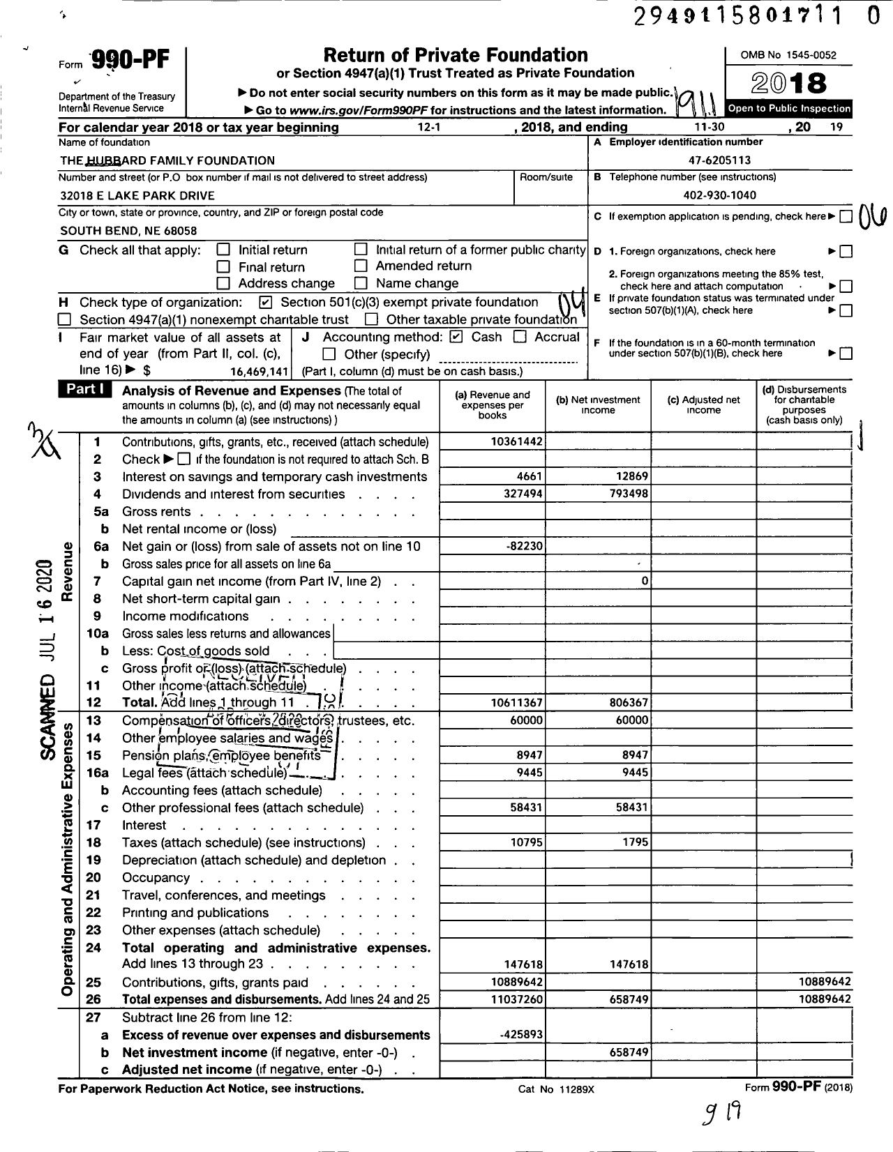 Image of first page of 2018 Form 990PR for Theodore Hubbard Family Foundation