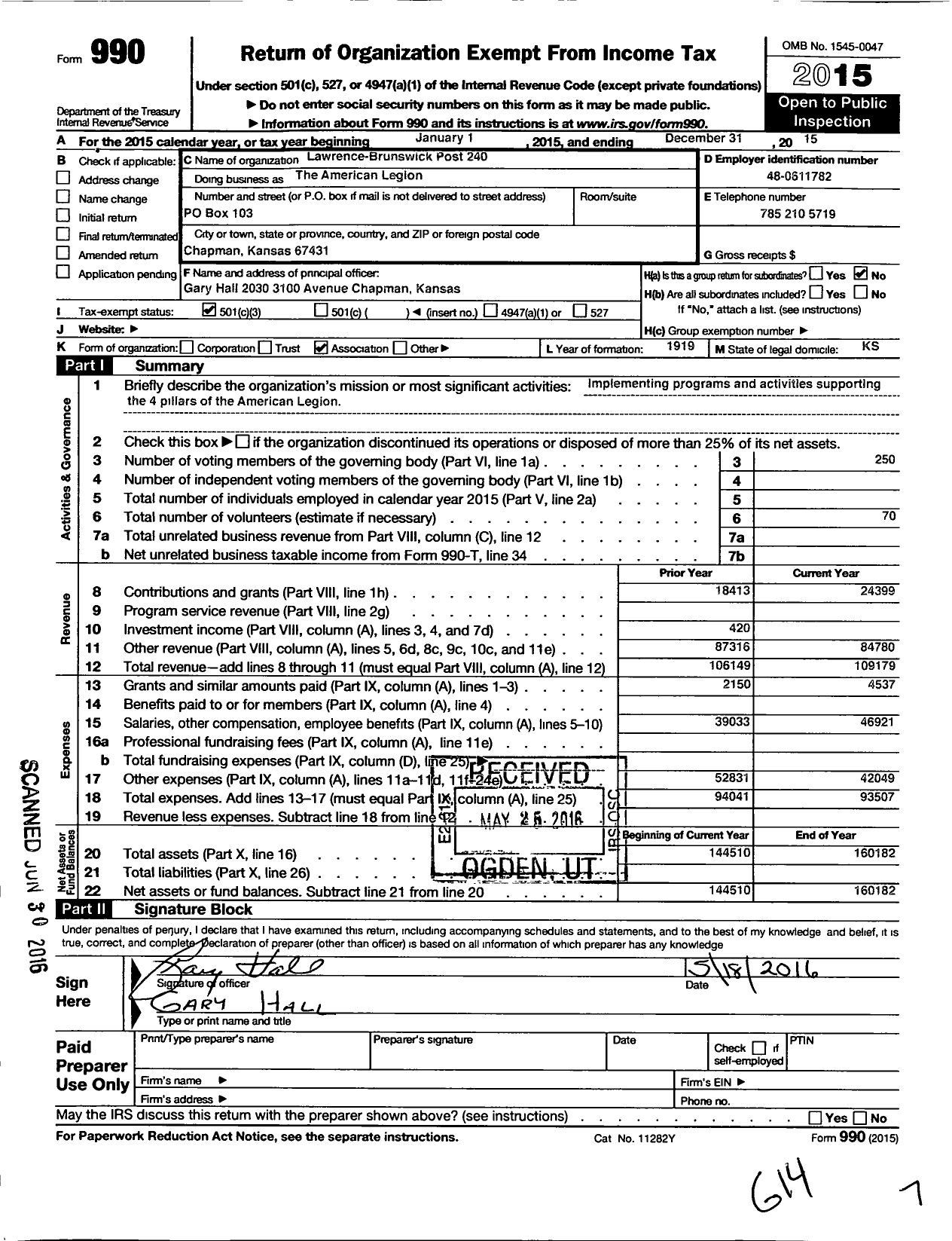 Image of first page of 2015 Form 990 for American Legion