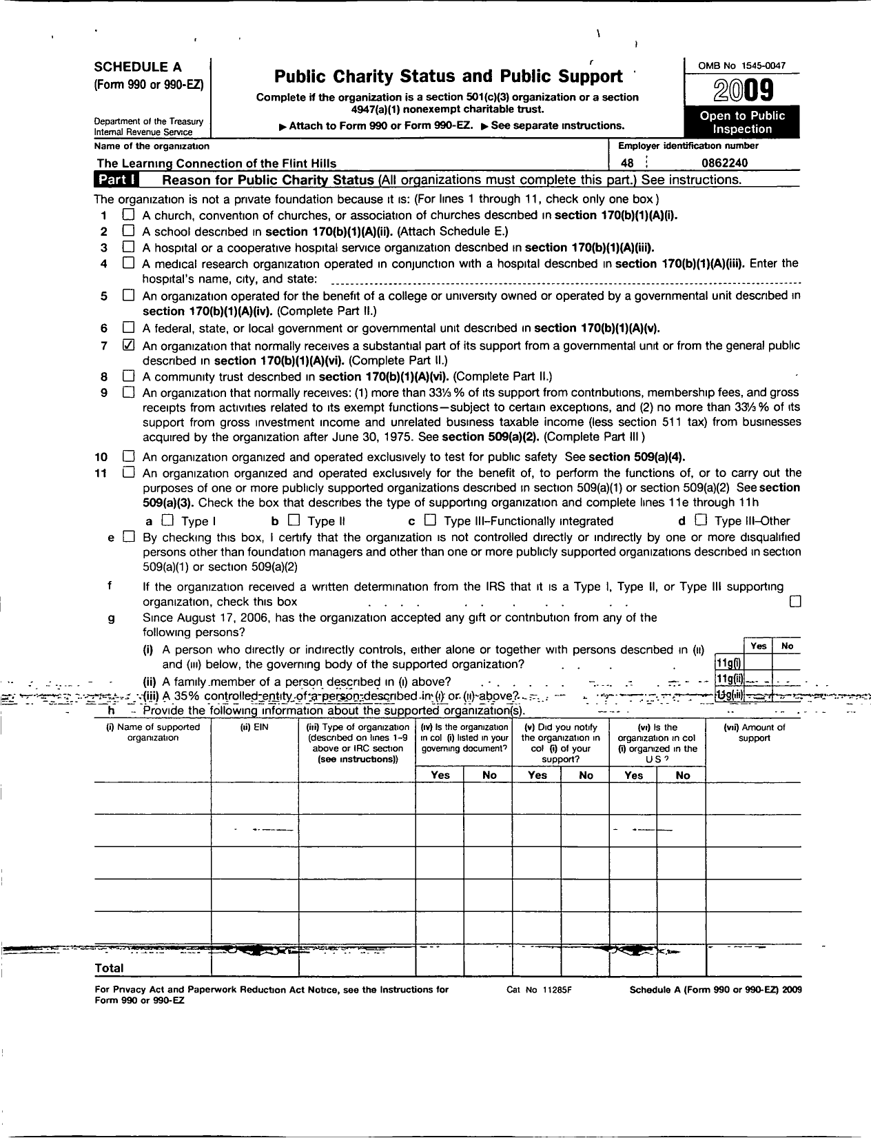 Image of first page of 2009 Form 990ER for Learning Connection of the Flint Hills