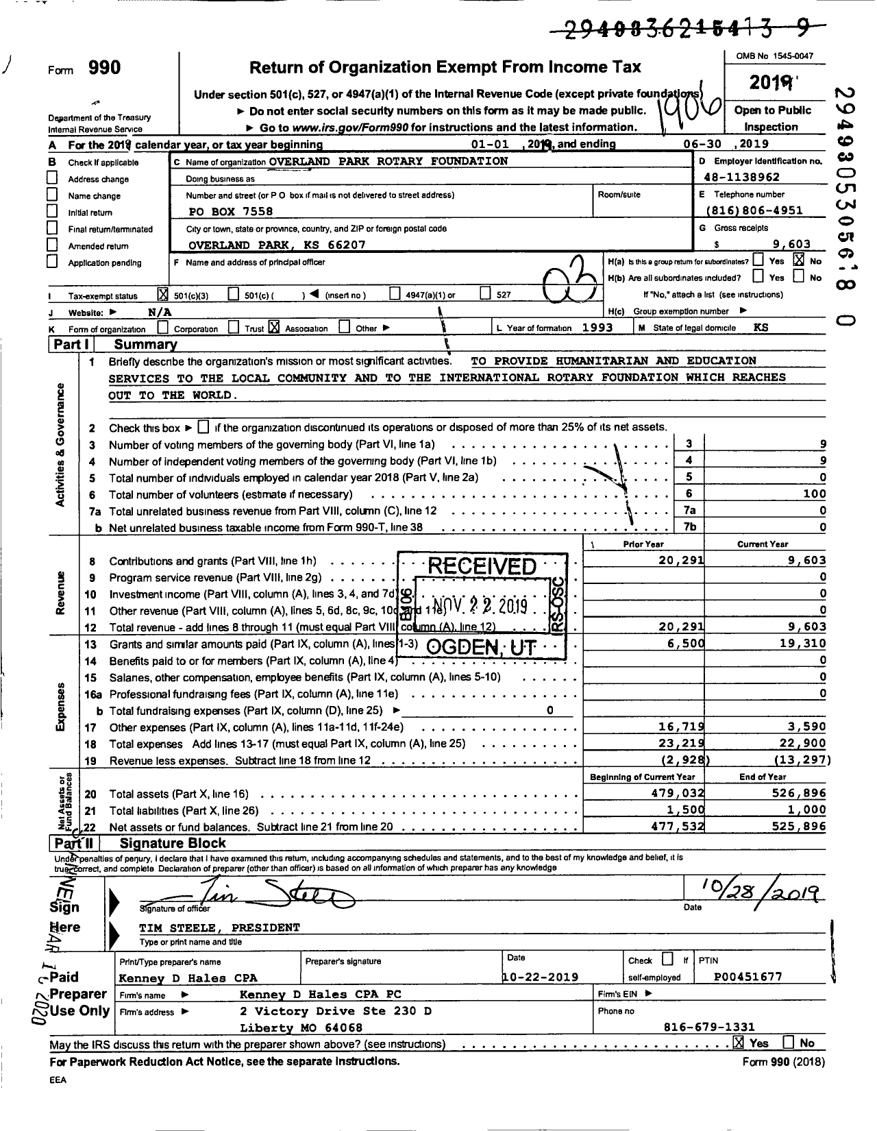 2019 Form 990 for Overland Park Rotary Foundation | Cause IQ