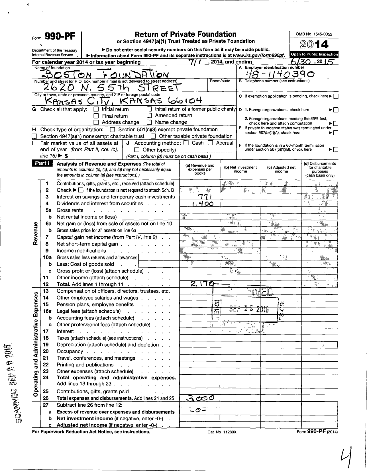 Image of first page of 2014 Form 990PF for Boston Foundation