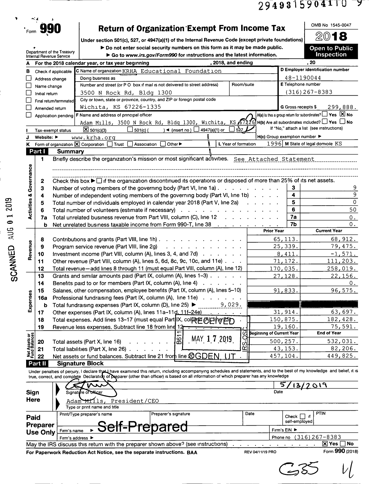 Image of first page of 2018 Form 990 for Krha Educational Foundation