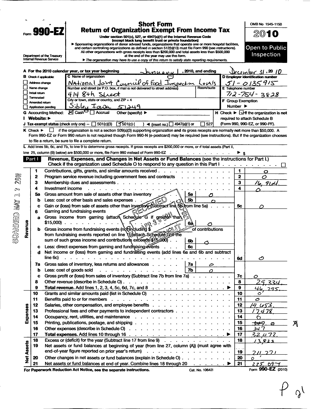 Image of first page of 2010 Form 990EO for American Federation of Government Employees - 45 Afge Council