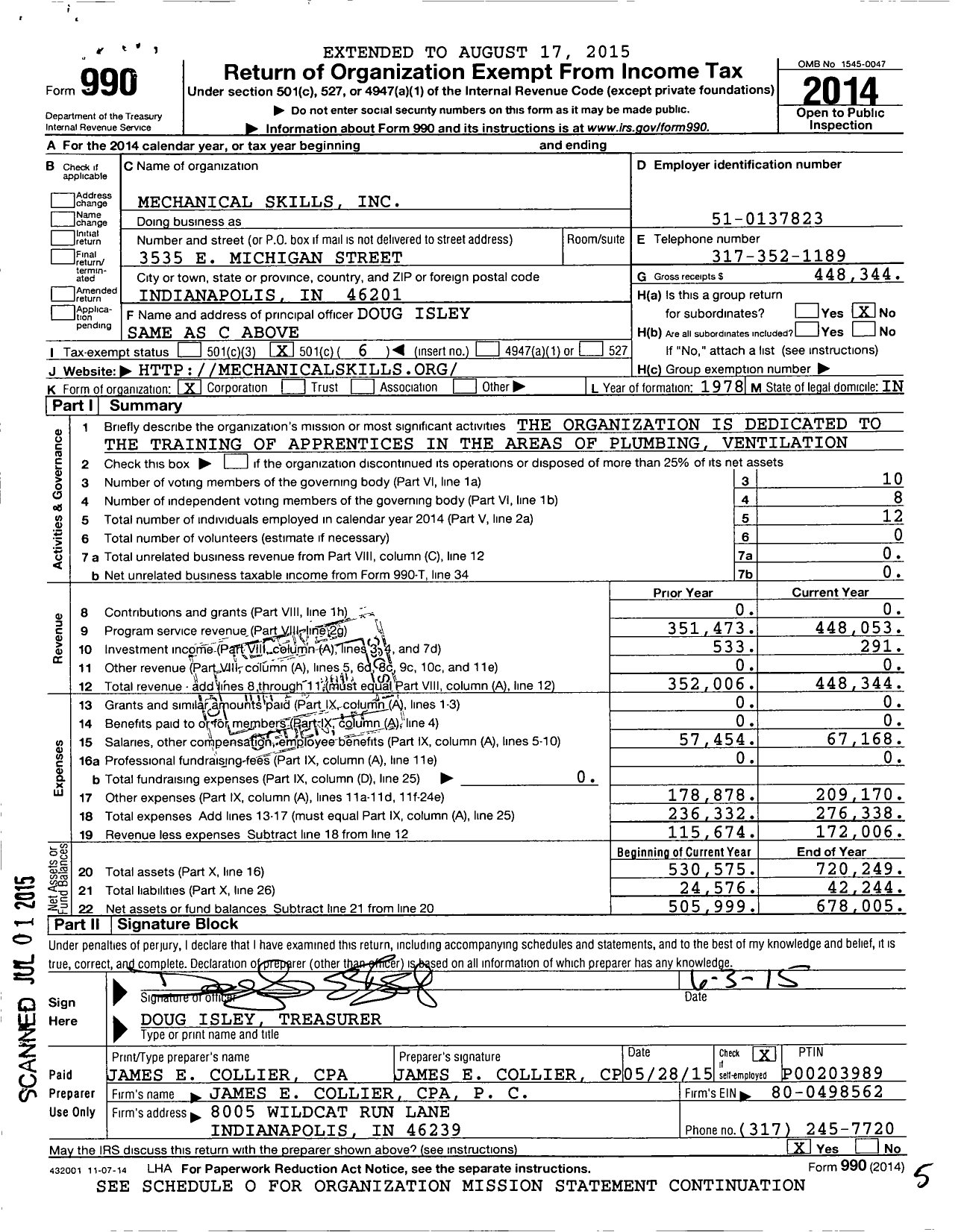 Image of first page of 2014 Form 990O for Mechanical Skills