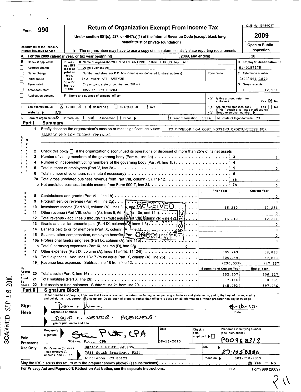 Image of first page of 2009 Form 990 for Archway Communities