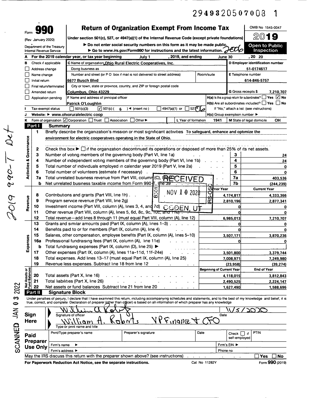 Image of first page of 2019 Form 990O for Ohio Rural Electric Cooperatives